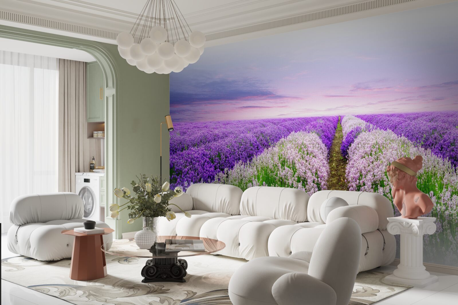 Фотошпалери поле із запашною лавандою на луках