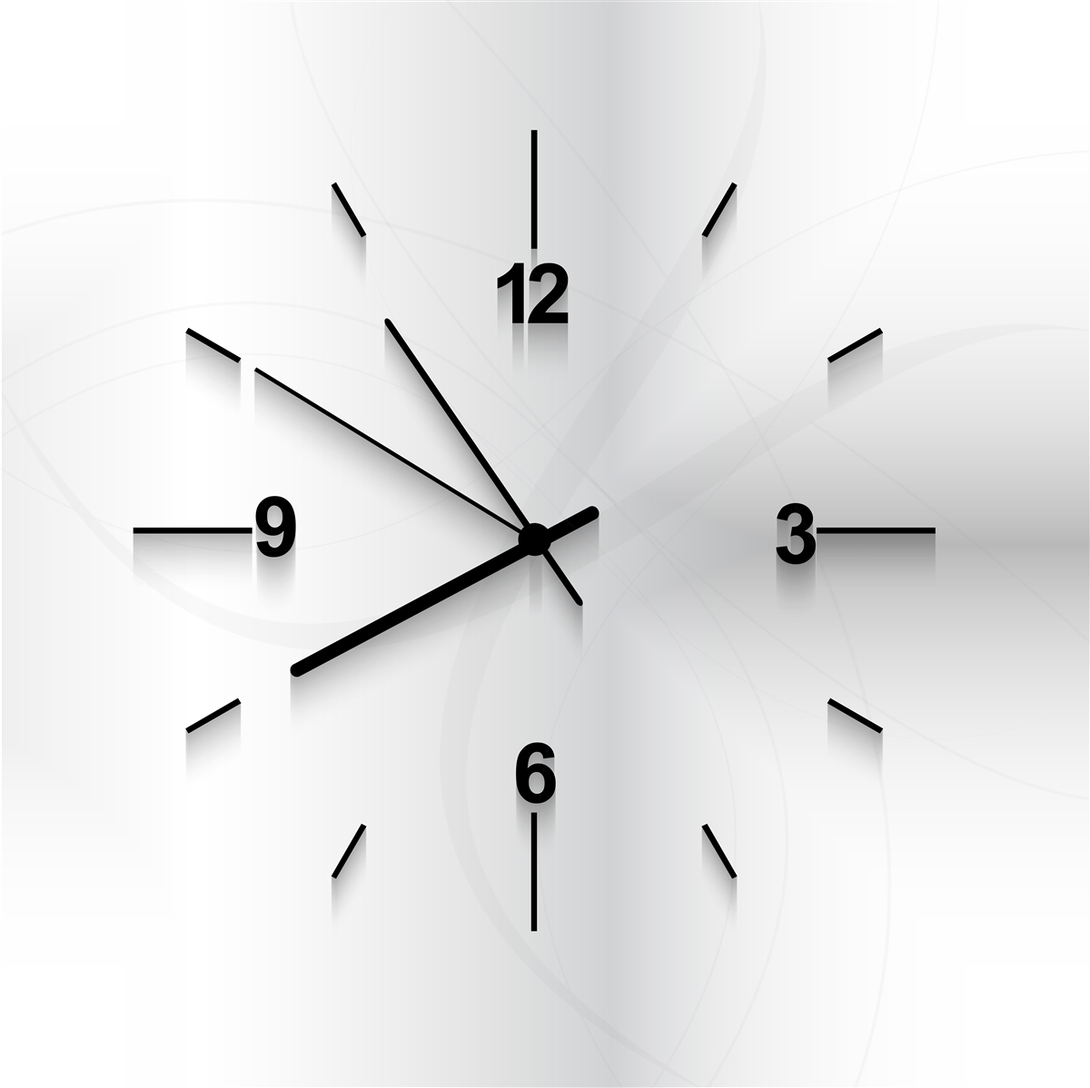 Фотошпалери на стіні висить срібний годинник з чотирма цифрами