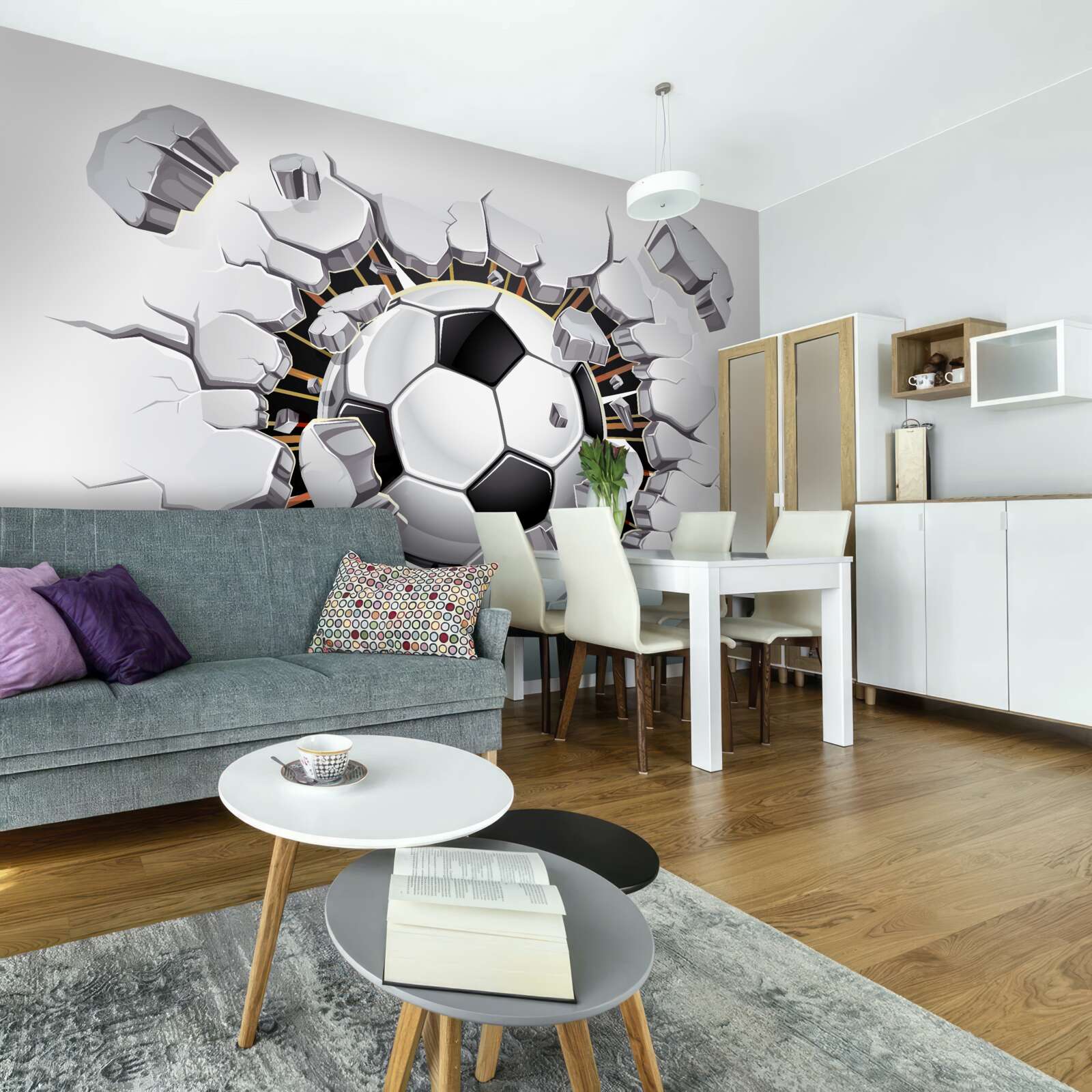 Фотошпалери футбольний м'яч, що летить у повітрі