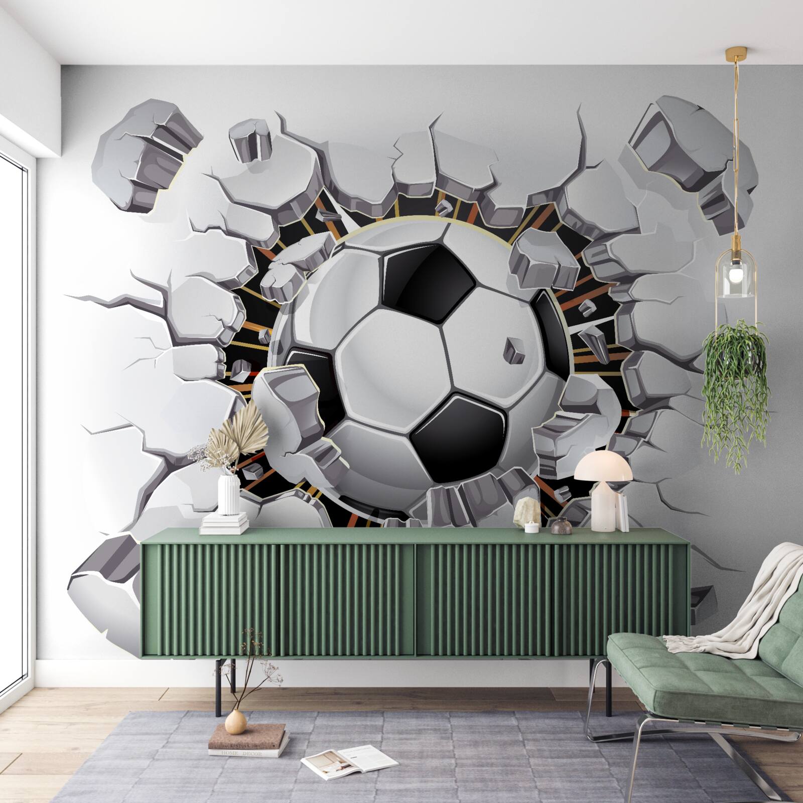 Фотошпалери футбольний м'яч, що летить у повітрі