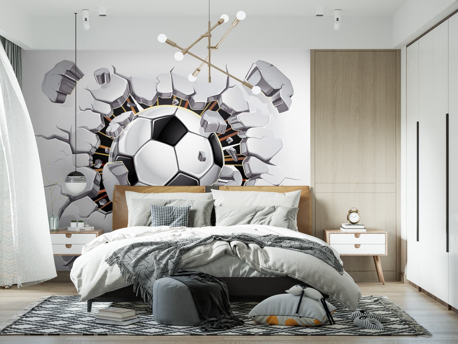 Фотошпалери футбольний м'яч, що летить у повітрі