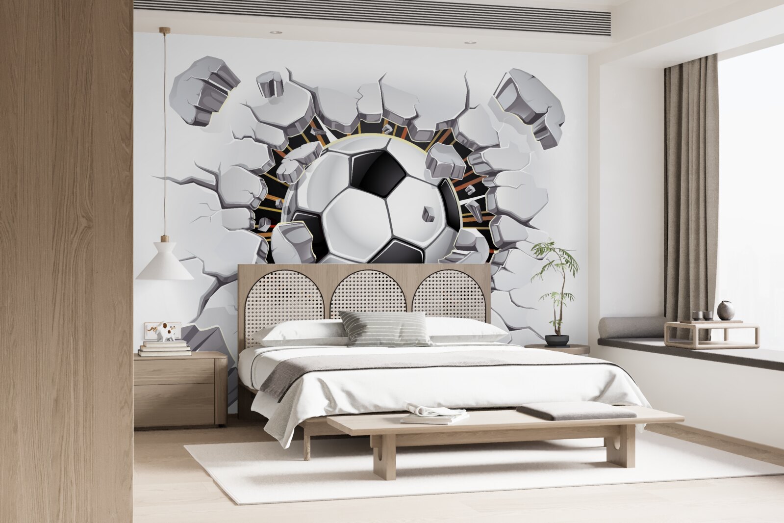 Фотошпалери футбольний м'яч, що летить у повітрі