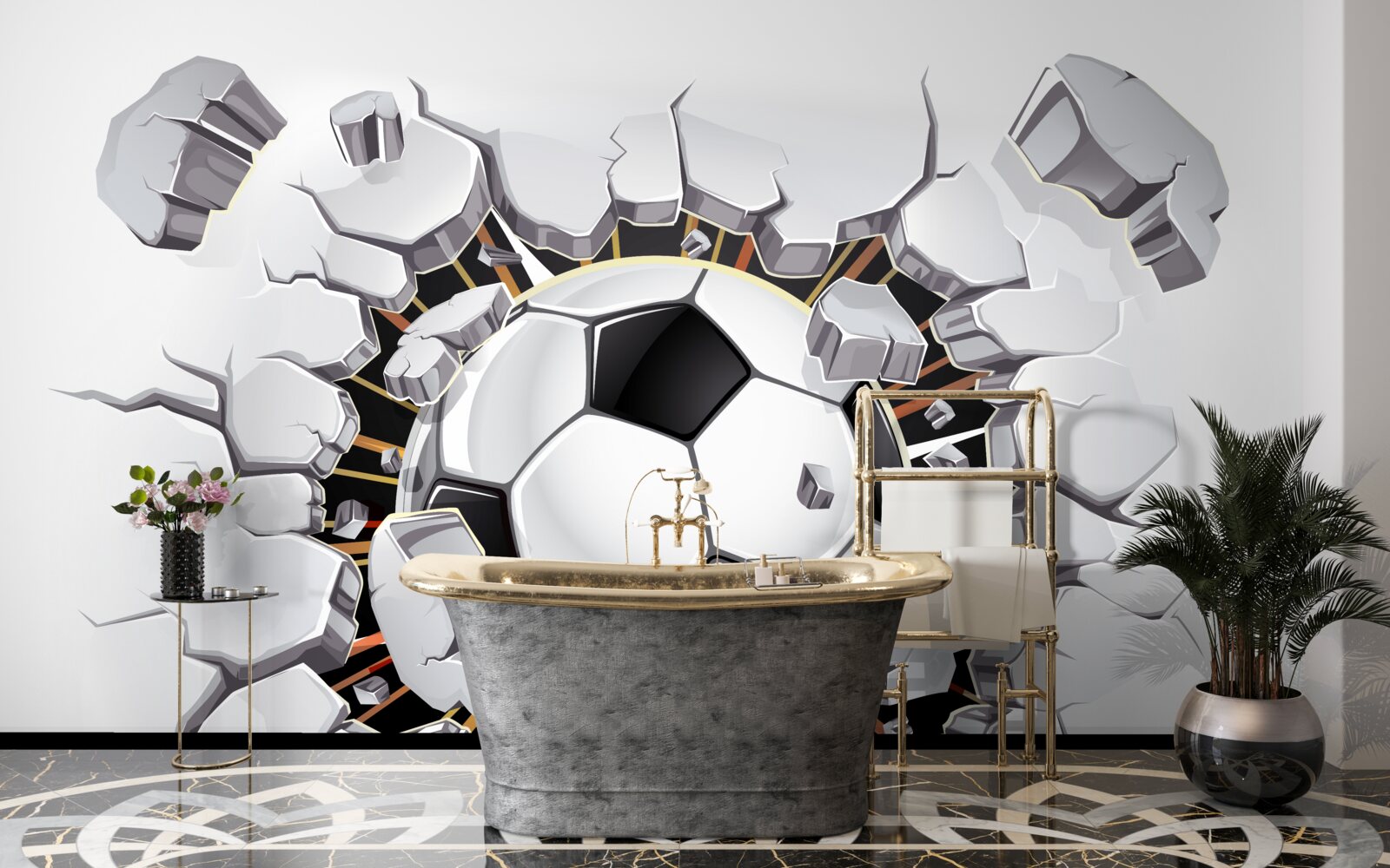 Фотошпалери футбольний м'яч, що летить у повітрі