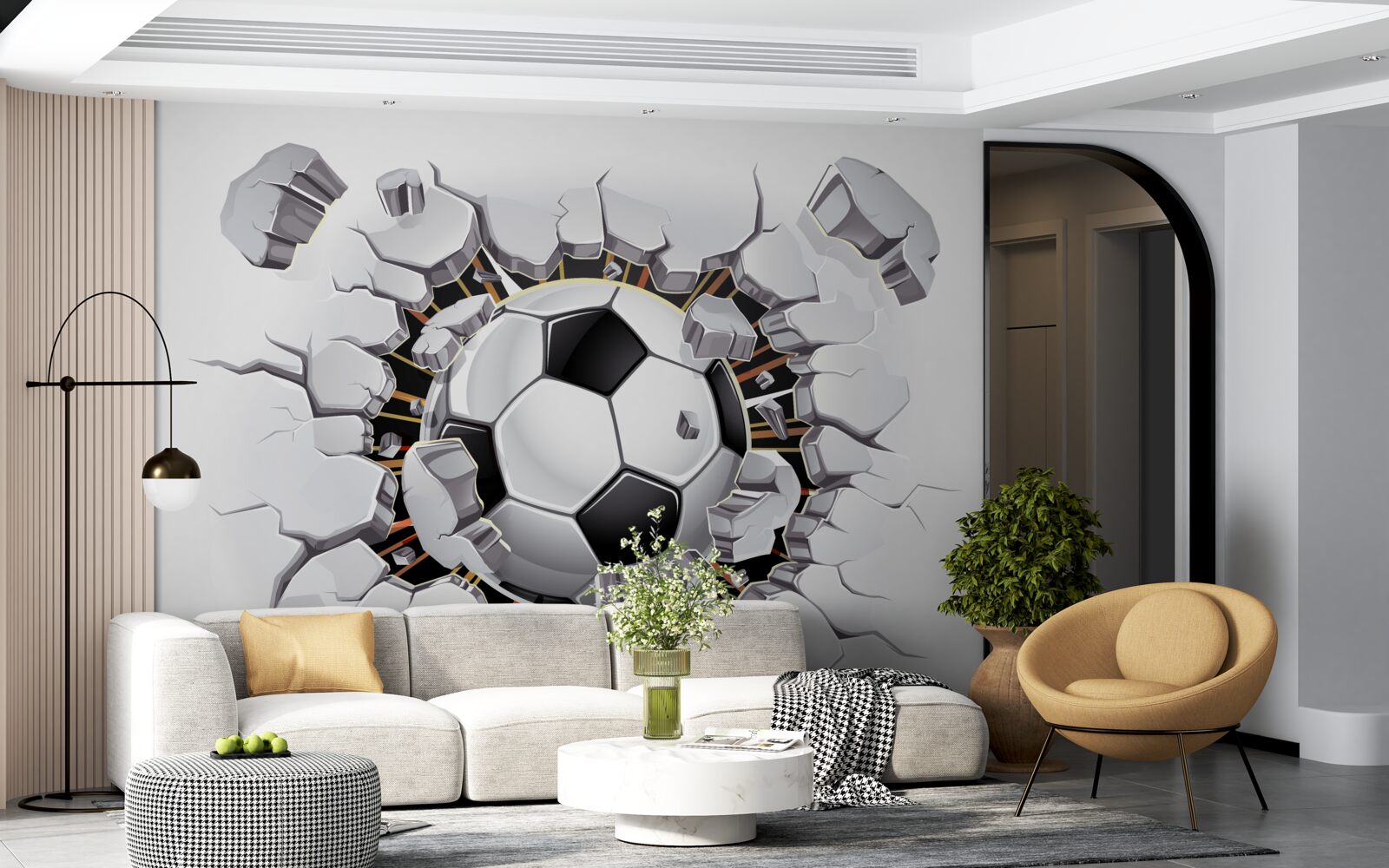 Фотошпалери футбольний м'яч, що летить у повітрі