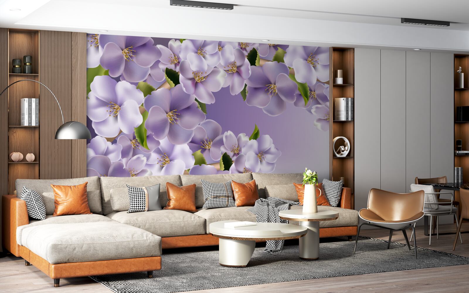 Фотошпалери тонкі відтінки бузку в ніжній квітці орхідеї