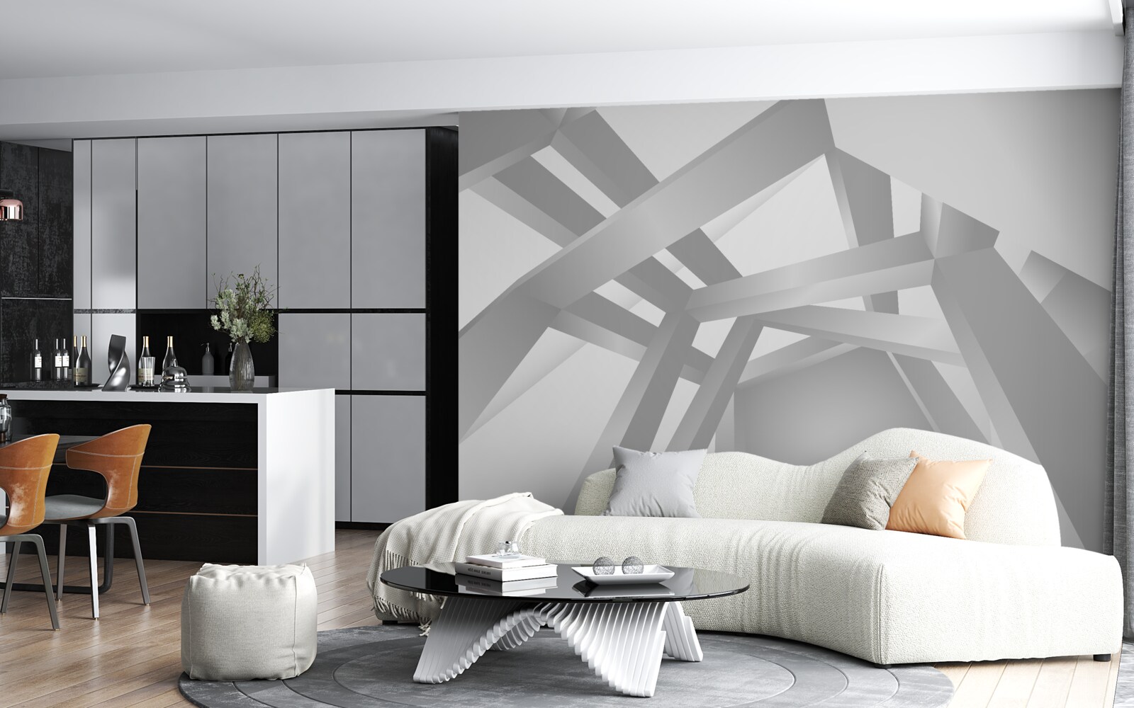 Фотошпалери коридор з яскравим геометричним малюнком