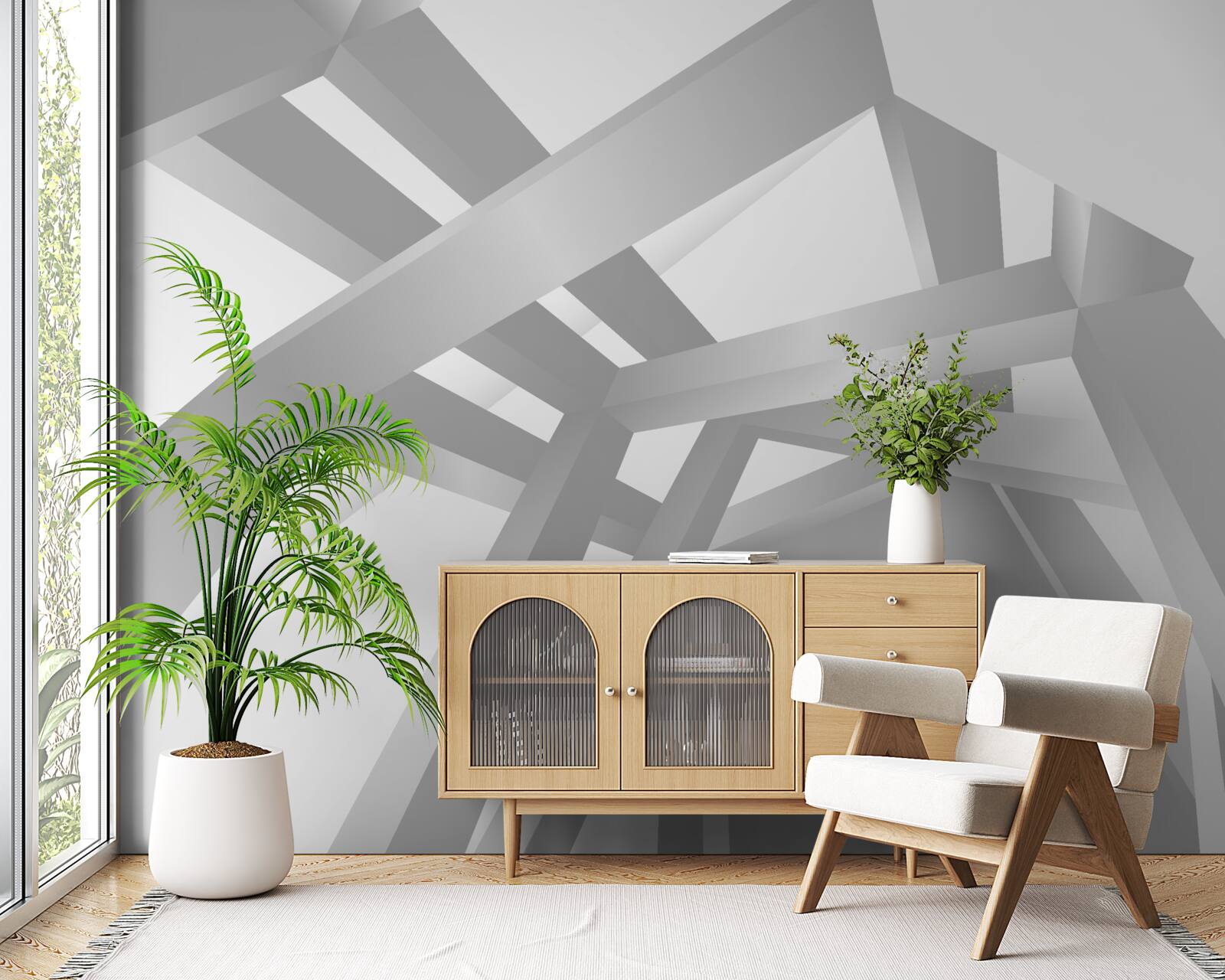 Фотошпалери коридор з яскравим геометричним малюнком