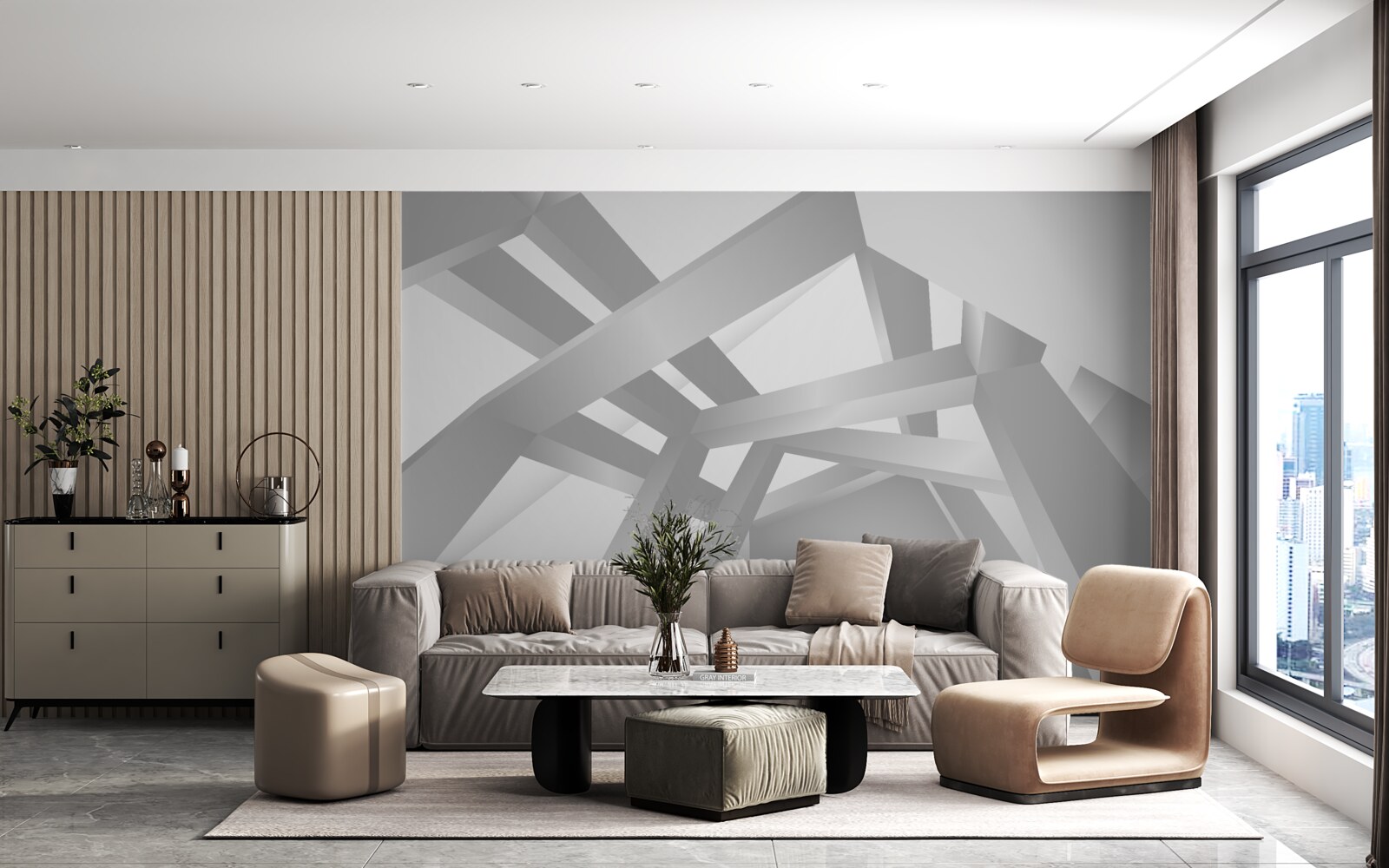 Фотошпалери коридор з яскравим геометричним малюнком