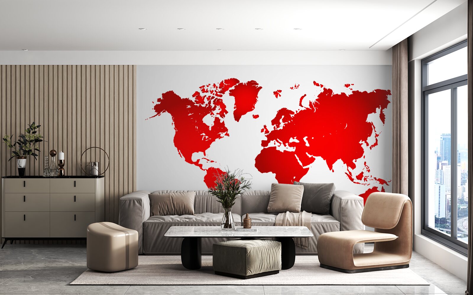 Фотошпалери червона карта світу