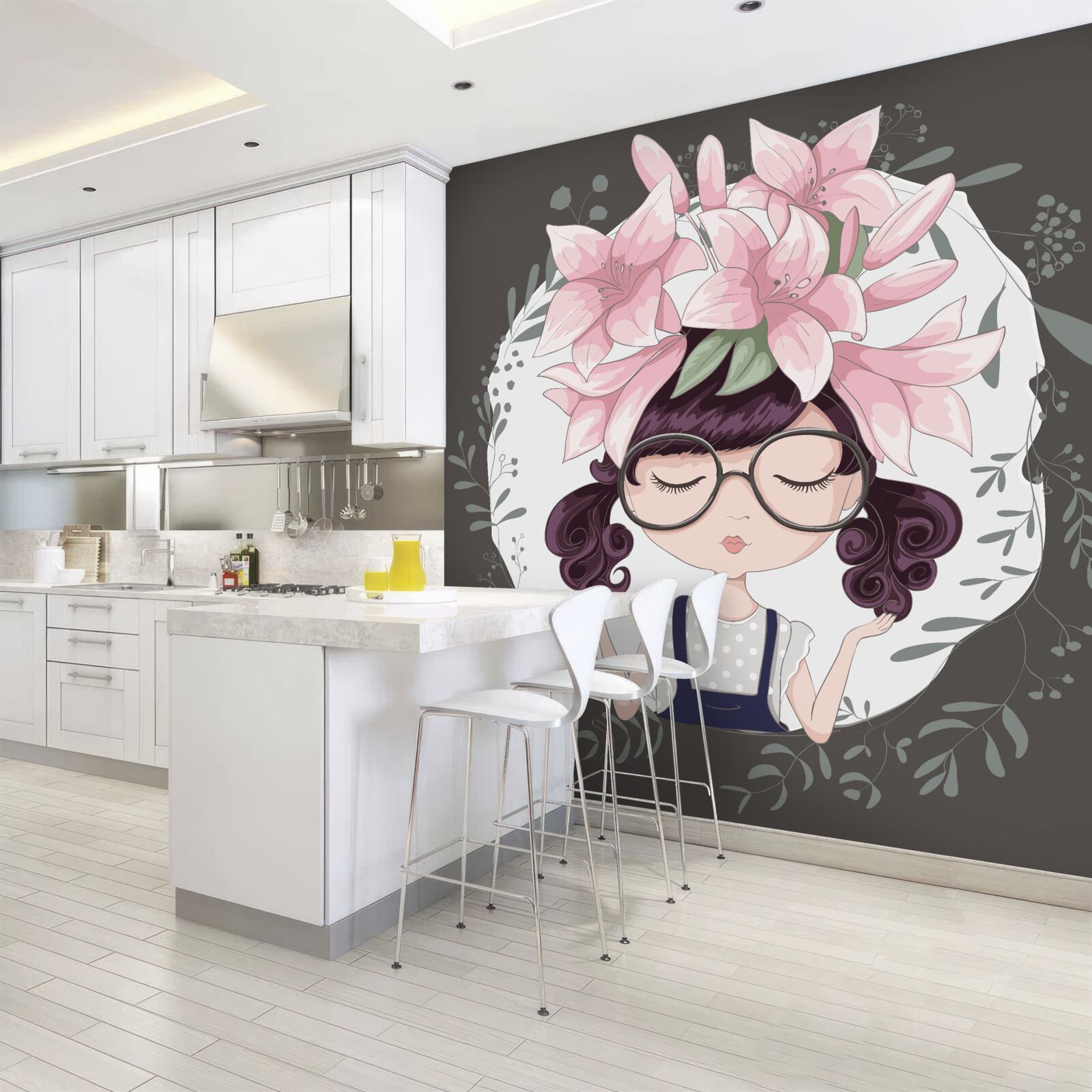 Фотошпалери дівчинка з гірляндою на голові