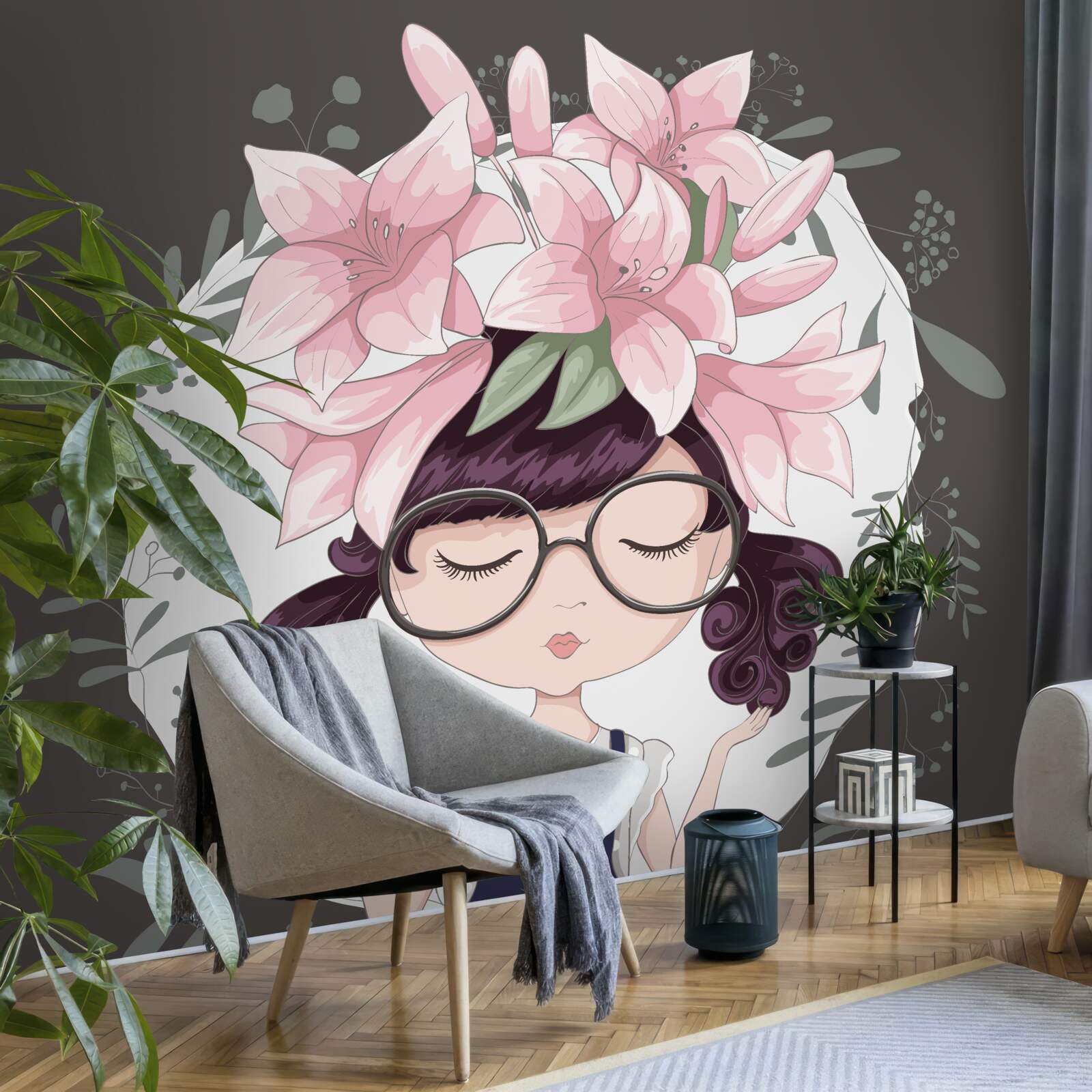 Фотошпалери дівчинка з гірляндою на голові