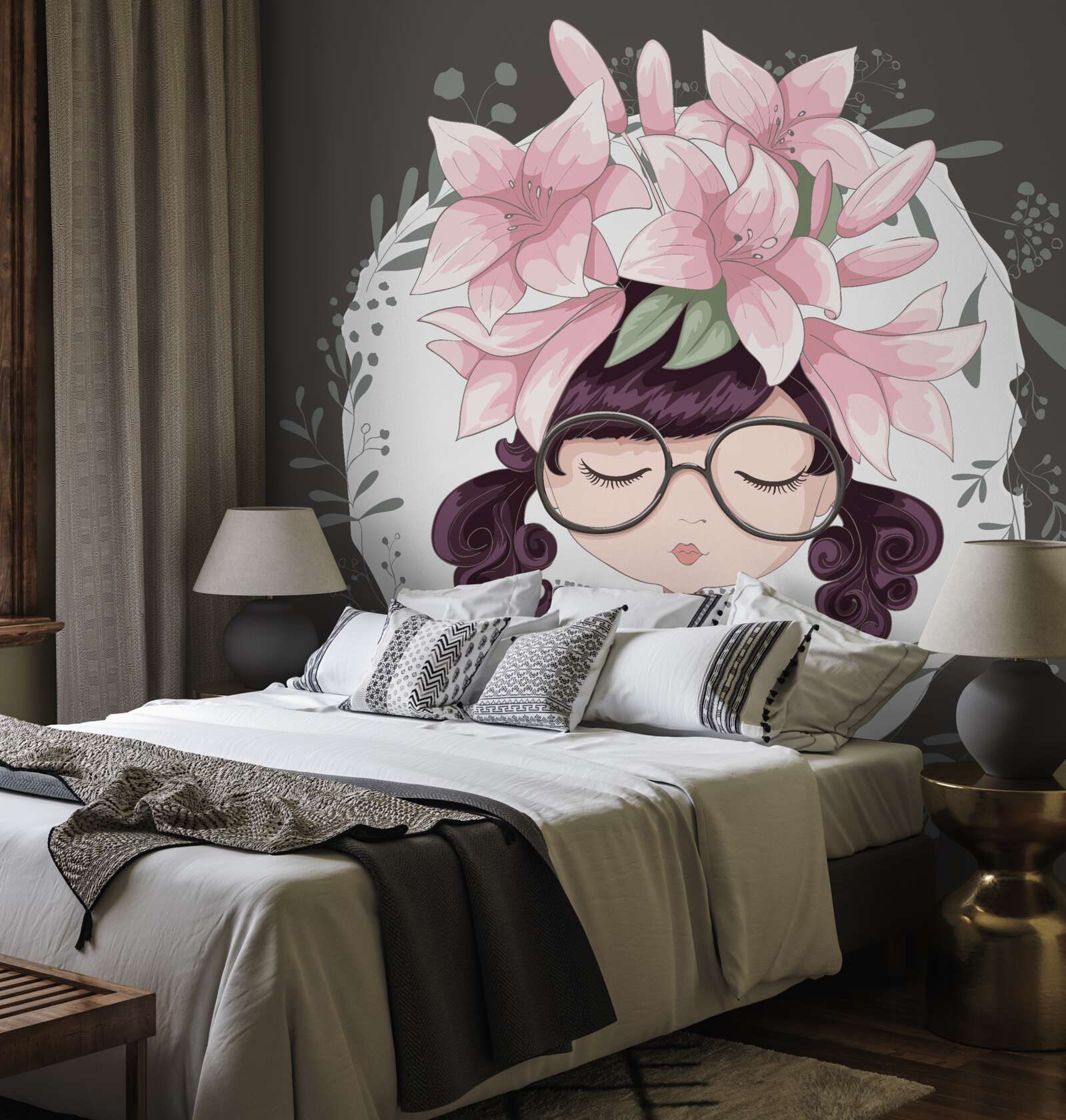 Фотошпалери дівчинка з гірляндою на голові