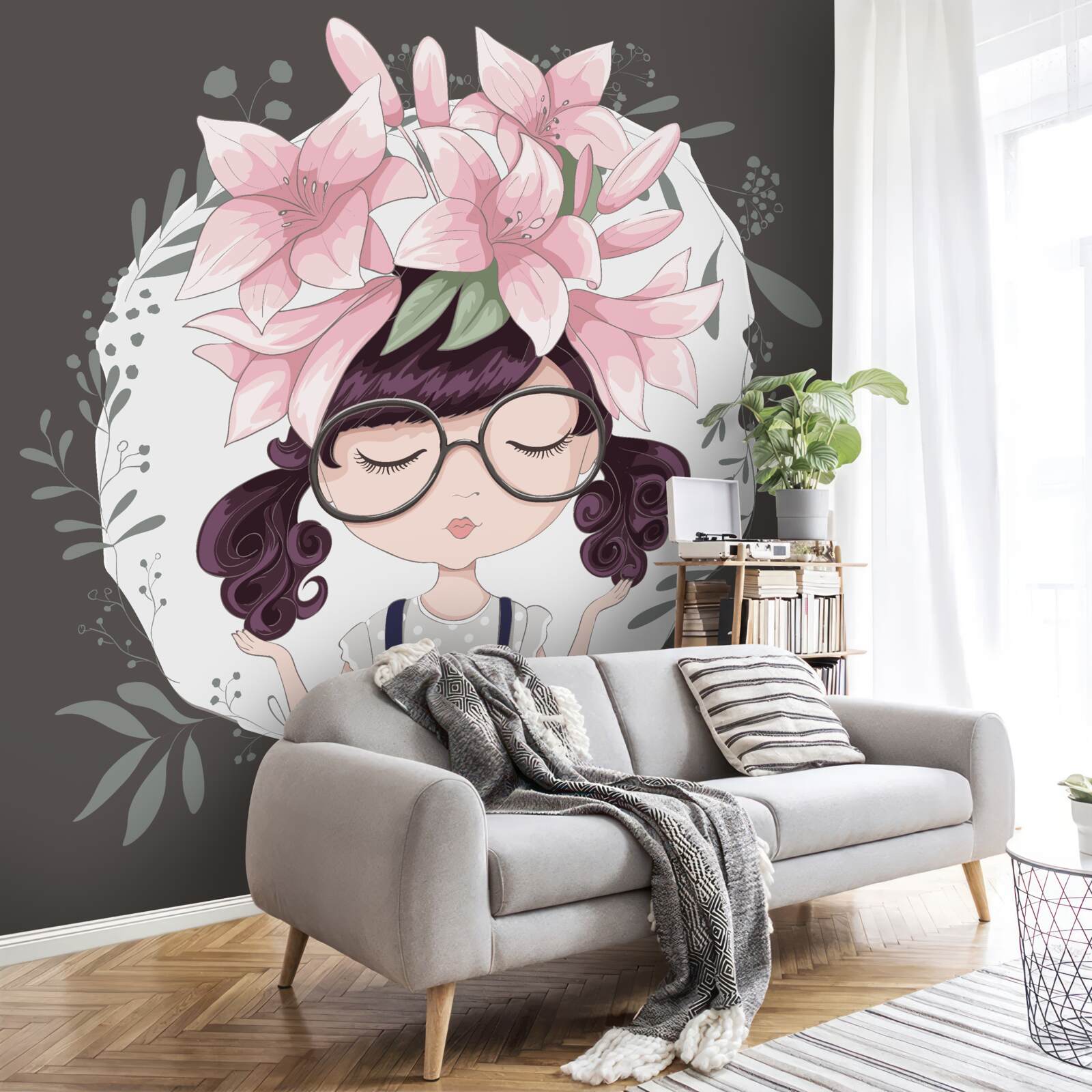 Фотошпалери дівчинка з гірляндою на голові