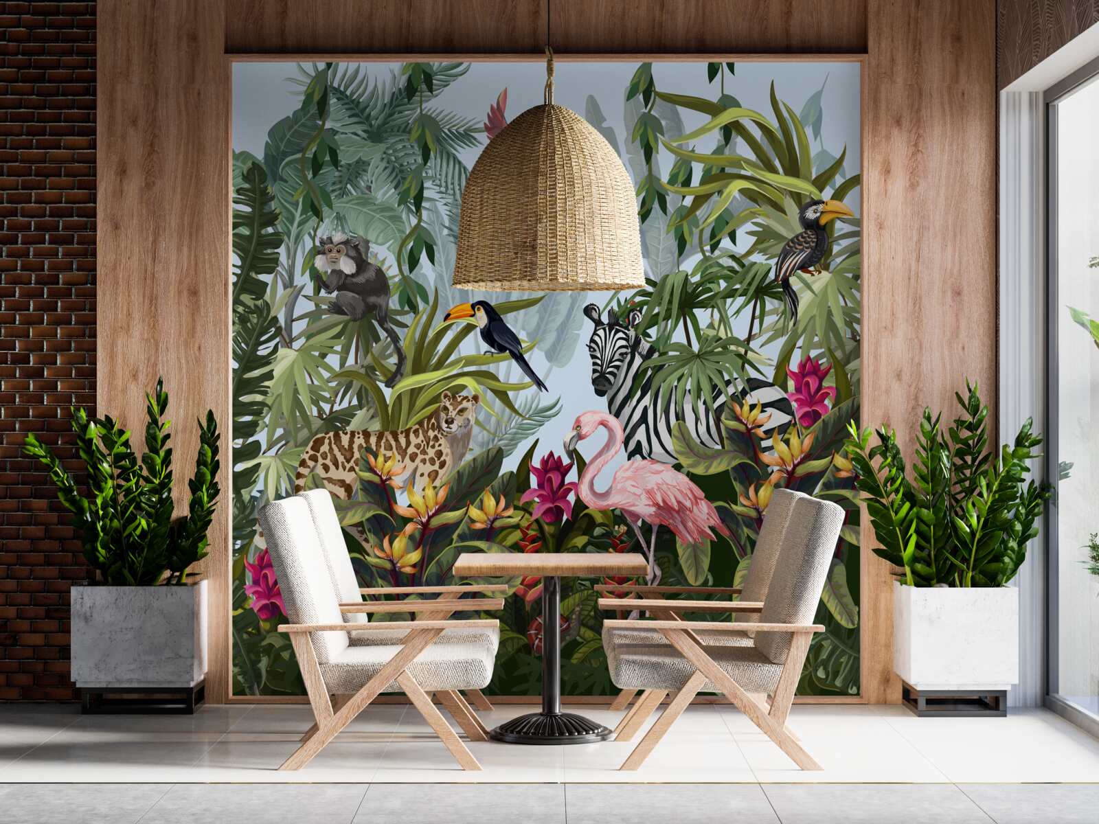 Фотошпалери денна рослинність і дикі тварини джунглів