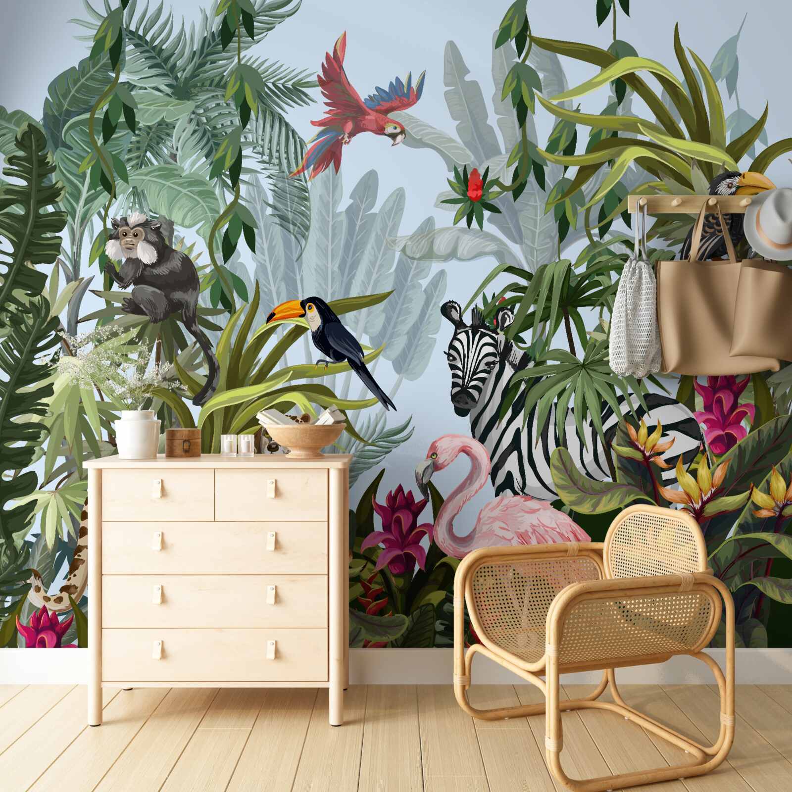 Фотошпалери денна рослинність і дикі тварини джунглів