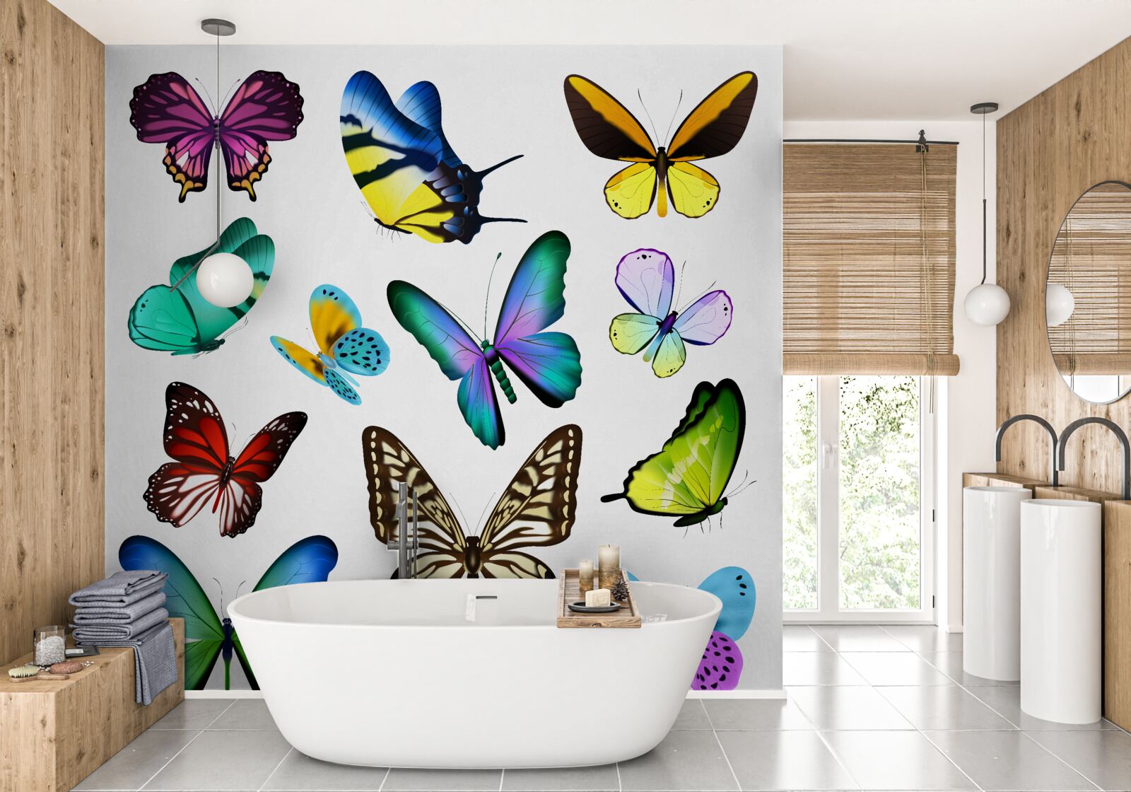 Фотошпалери акварель із зображенням скандинавського листя