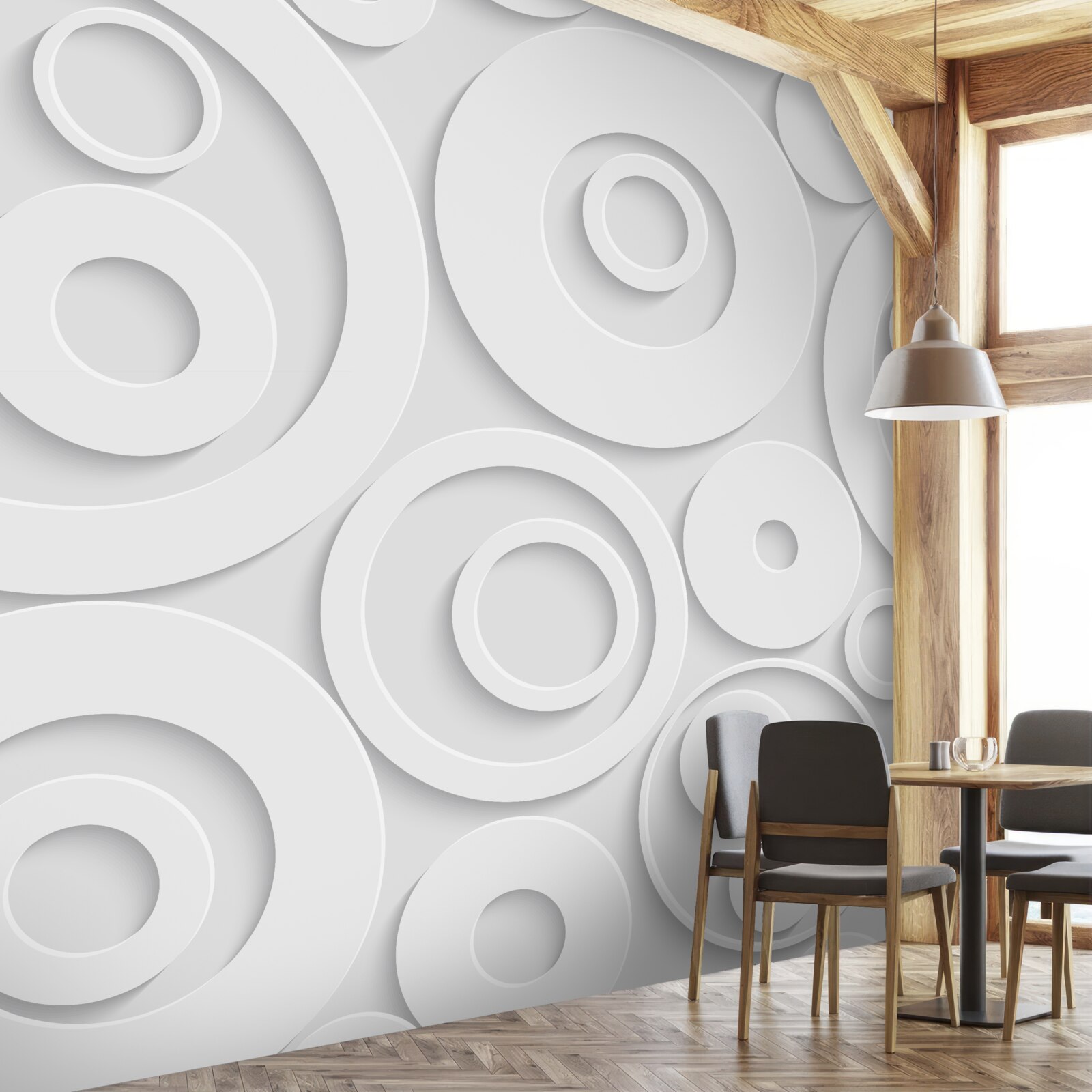 Фотошпалери білі кругові візерунки