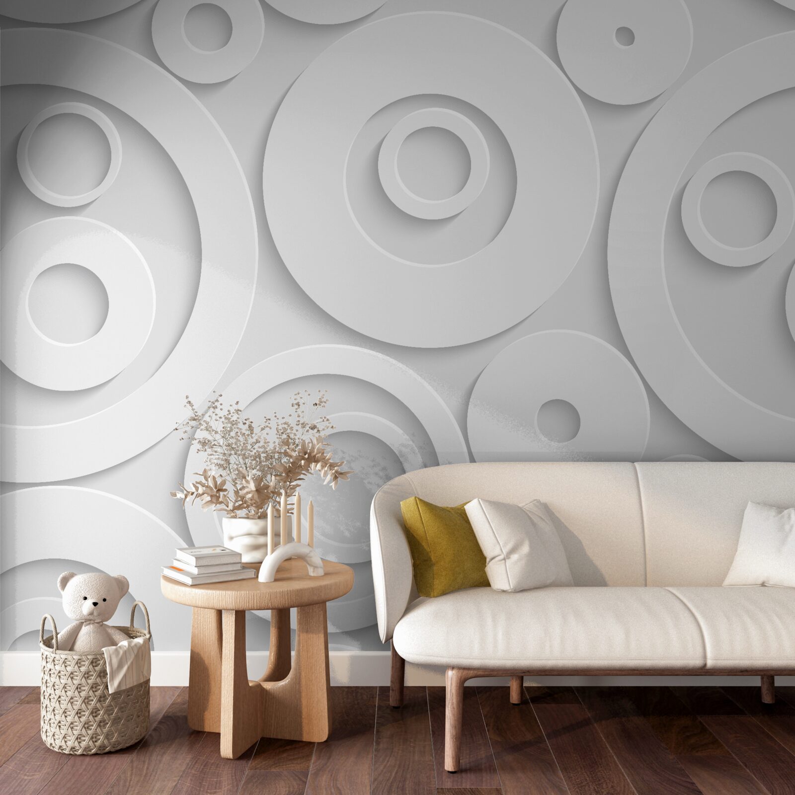 Фотошпалери білі кругові візерунки