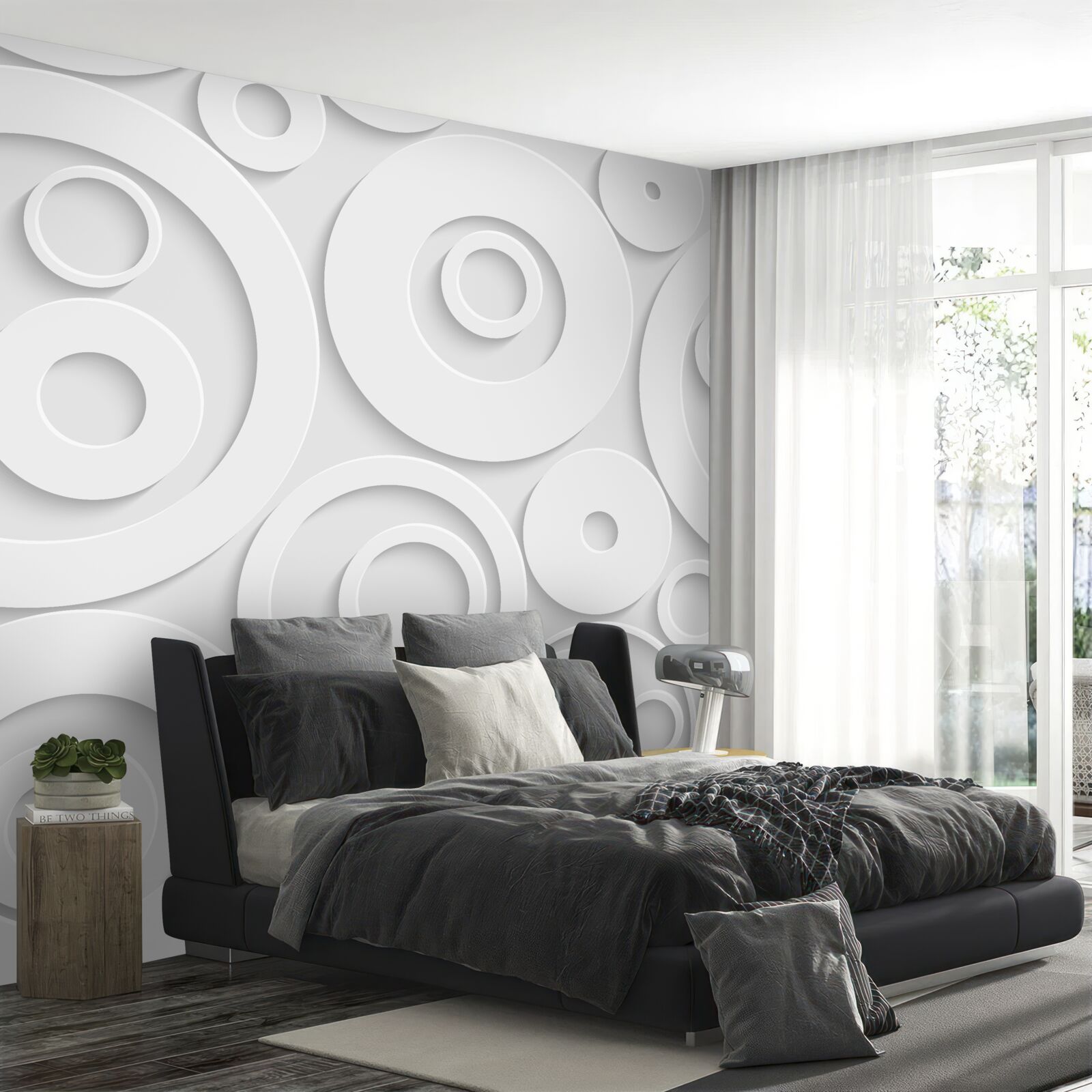 Фотошпалери білі кругові візерунки