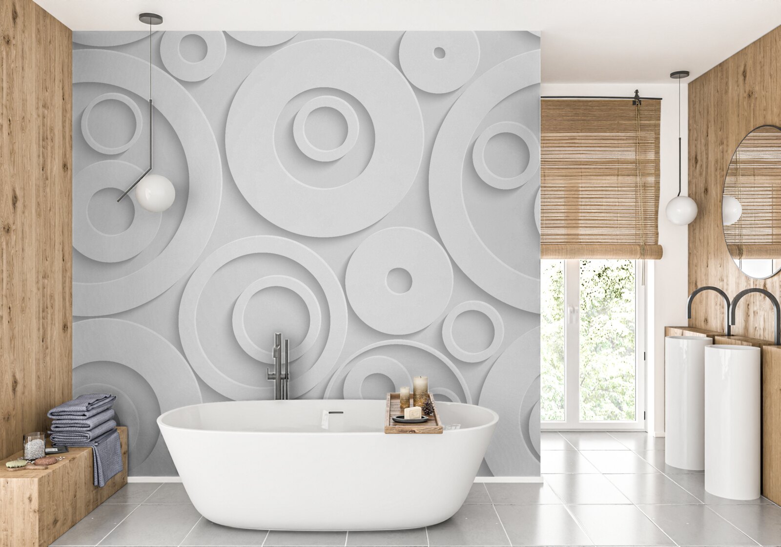 Фотошпалери білі кругові візерунки