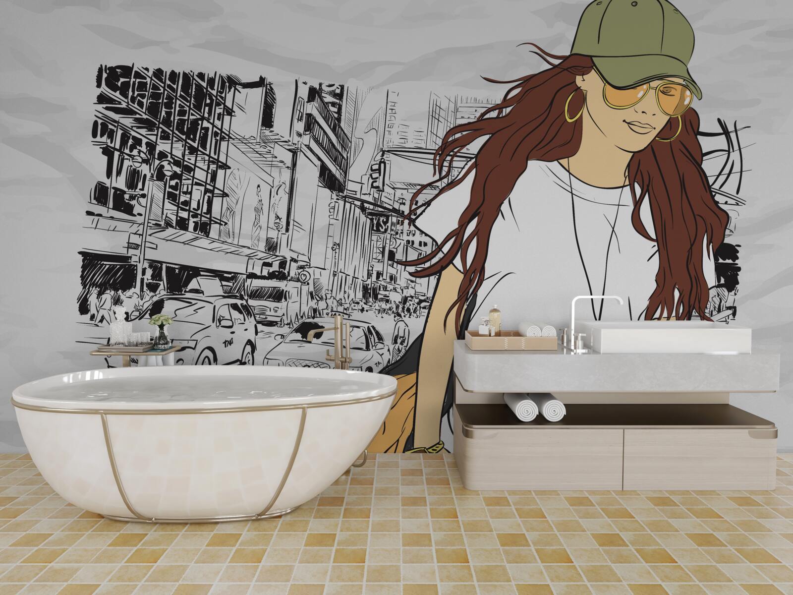 Фотошпалери стильна і приваблива дівчина