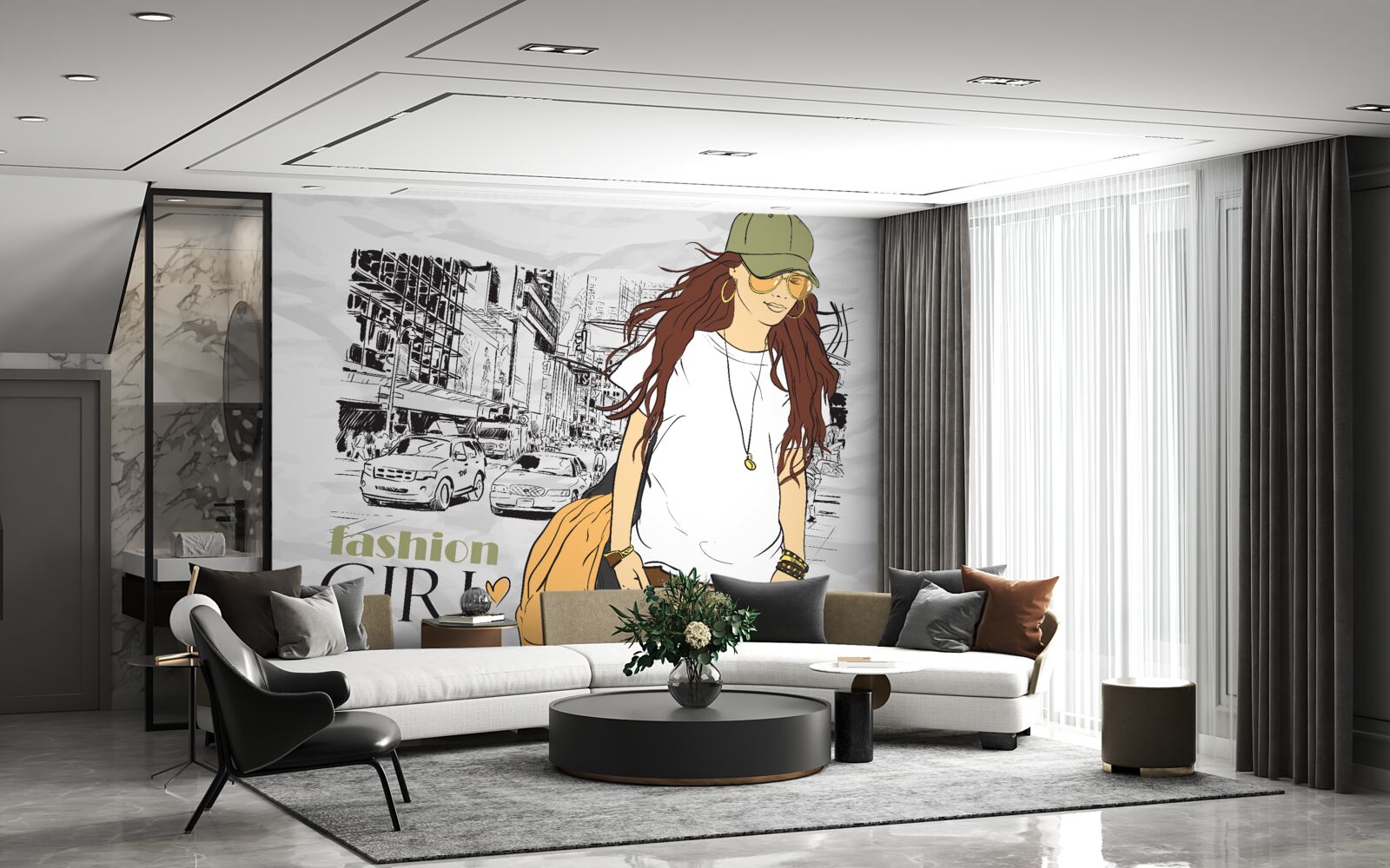 Фотошпалери стильна і приваблива дівчина