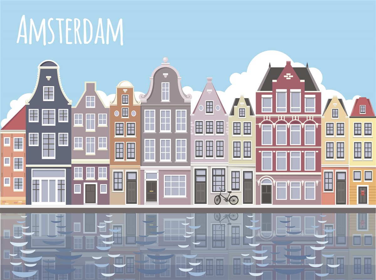 Фотошпалери відображення амстердама у воді