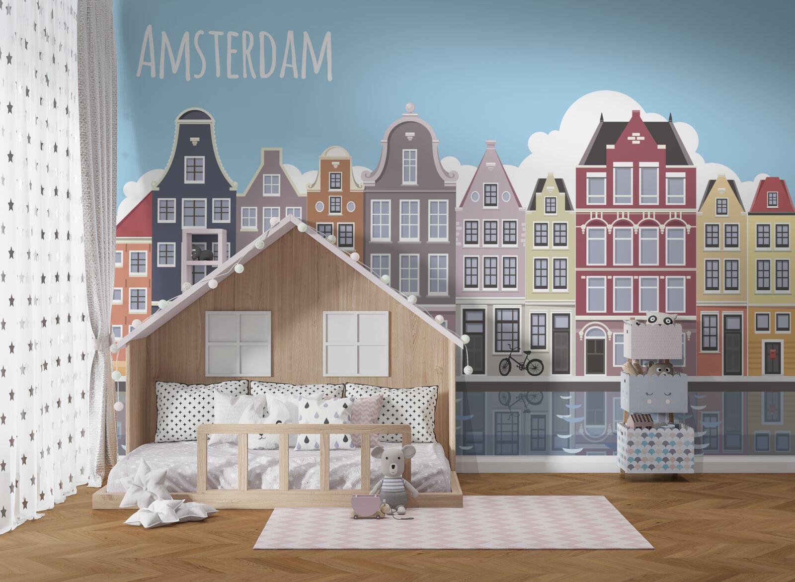 Фотошпалери відображення амстердама у воді