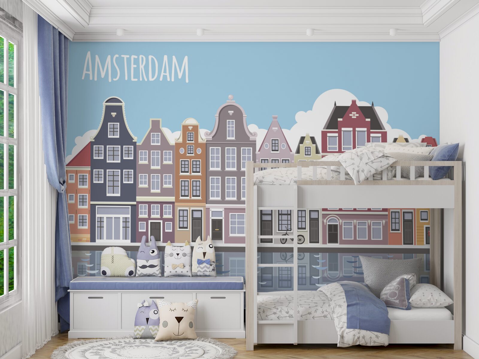 Фотошпалери відображення амстердама у воді