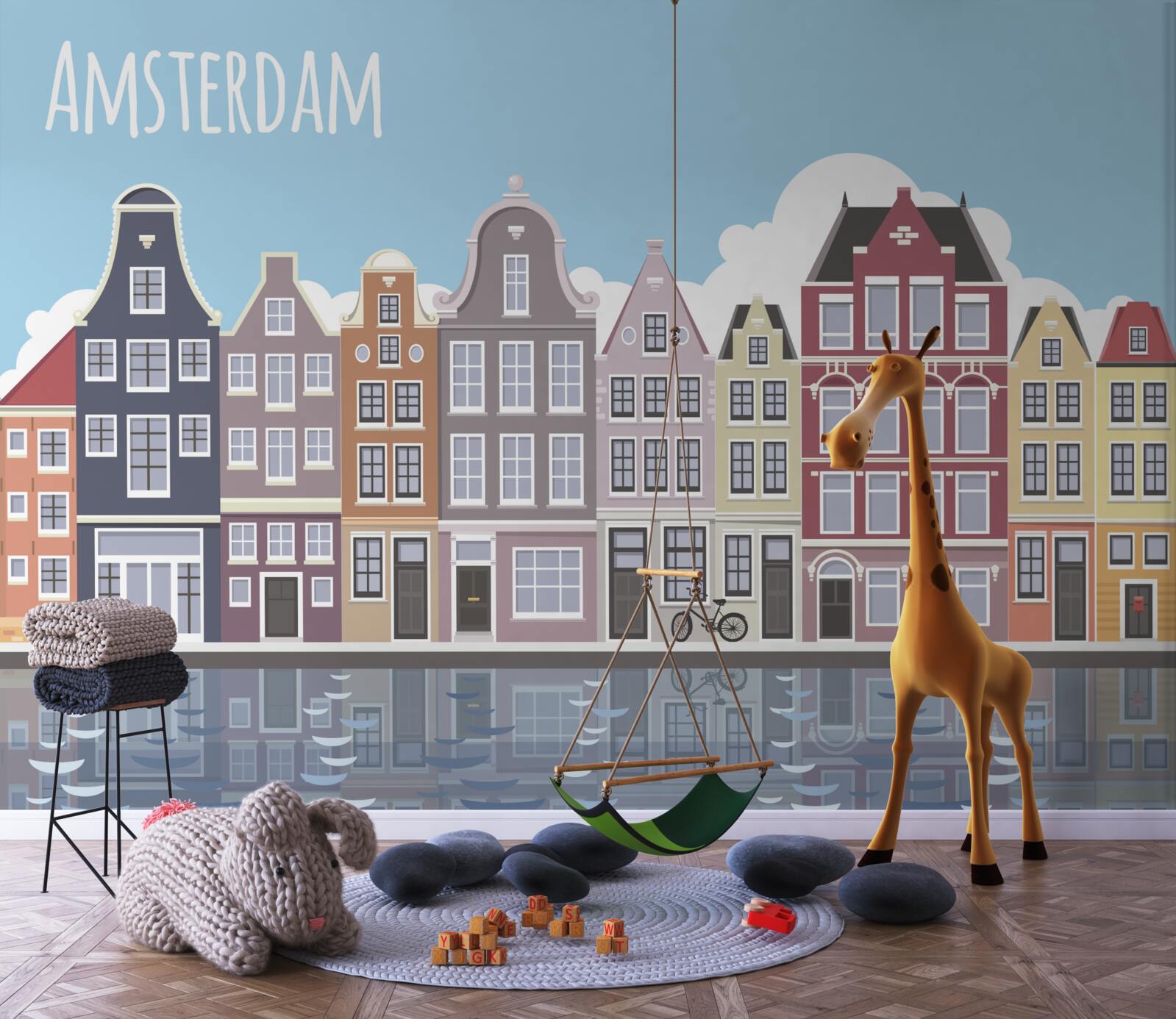 Фотошпалери відображення амстердама у воді