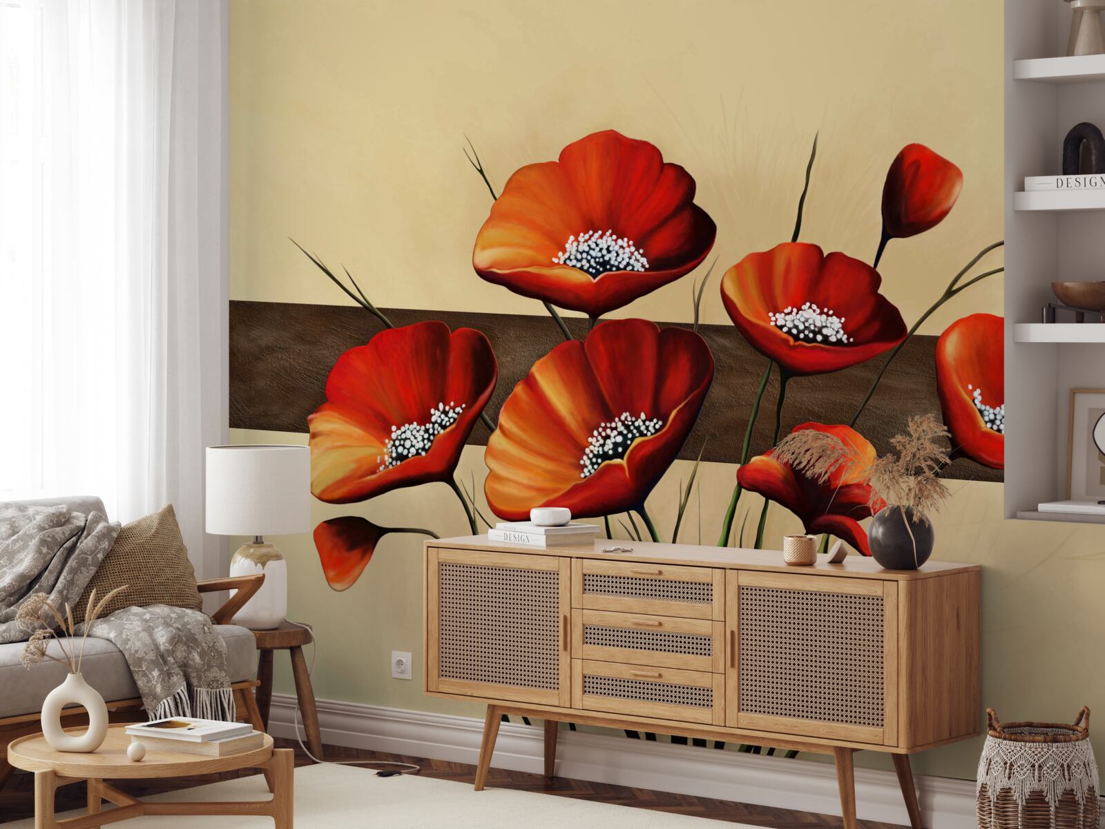 Фотошпалери набір чудових червоних маків