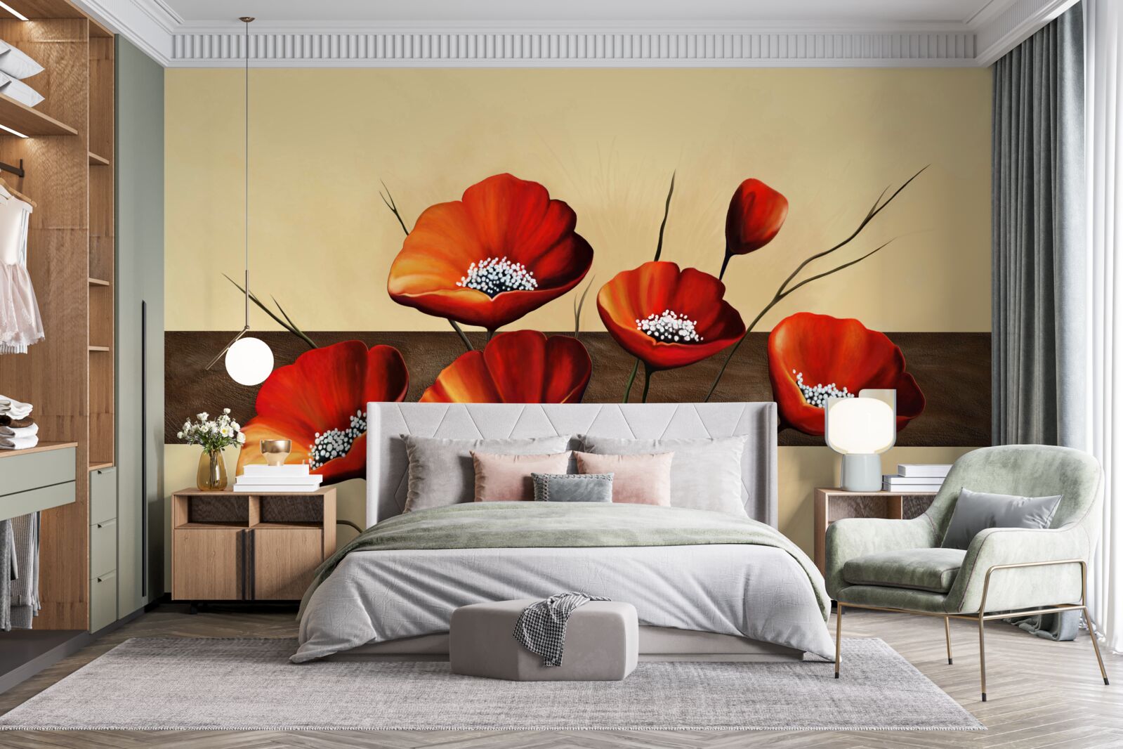 Фотошпалери набір чудових червоних маків