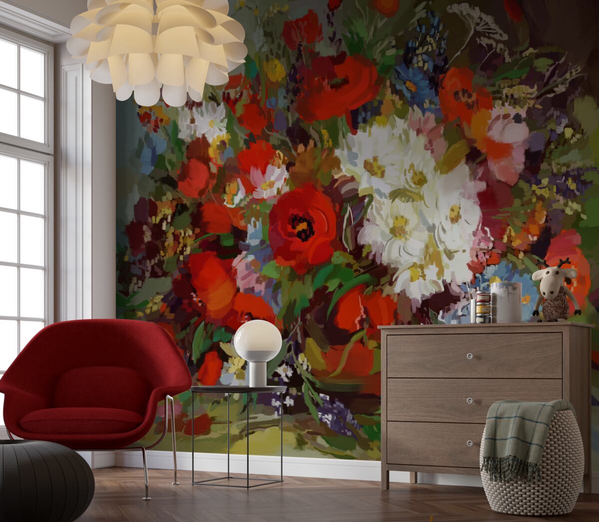 Фотошпалери композиція з квітів, зібраних на літніх луках