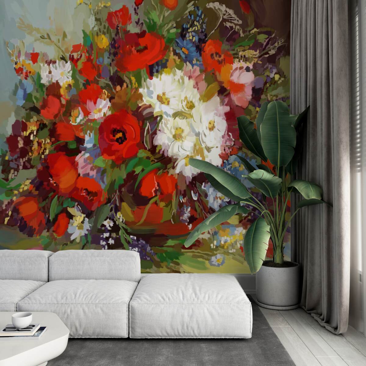 Фотошпалери композиція з квітів, зібраних на літніх луках