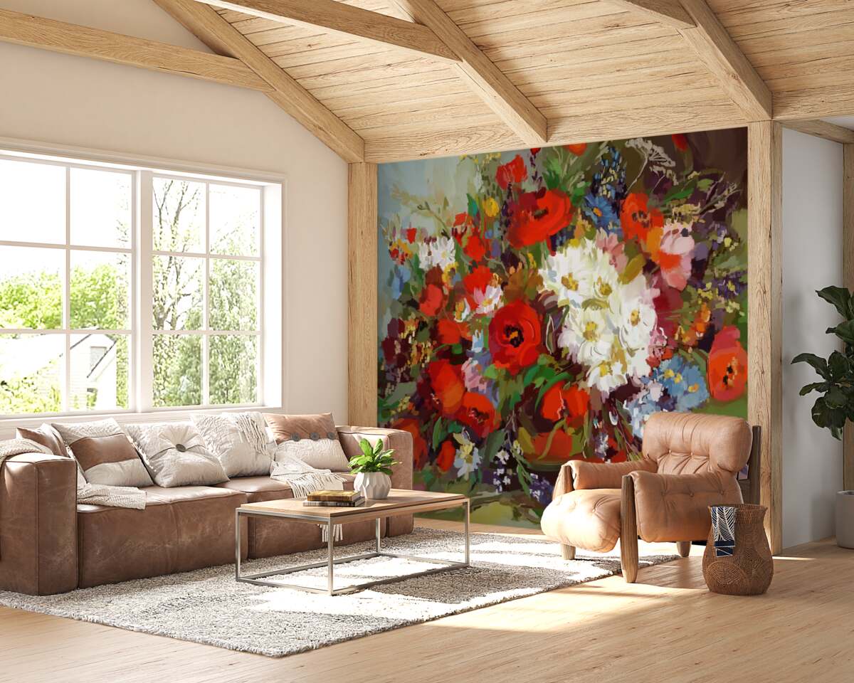 Фотошпалери композиція з квітів, зібраних на літніх луках