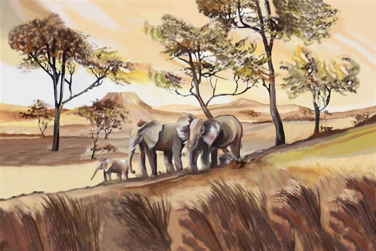 Фотошпалери сімейна подорож на слонах