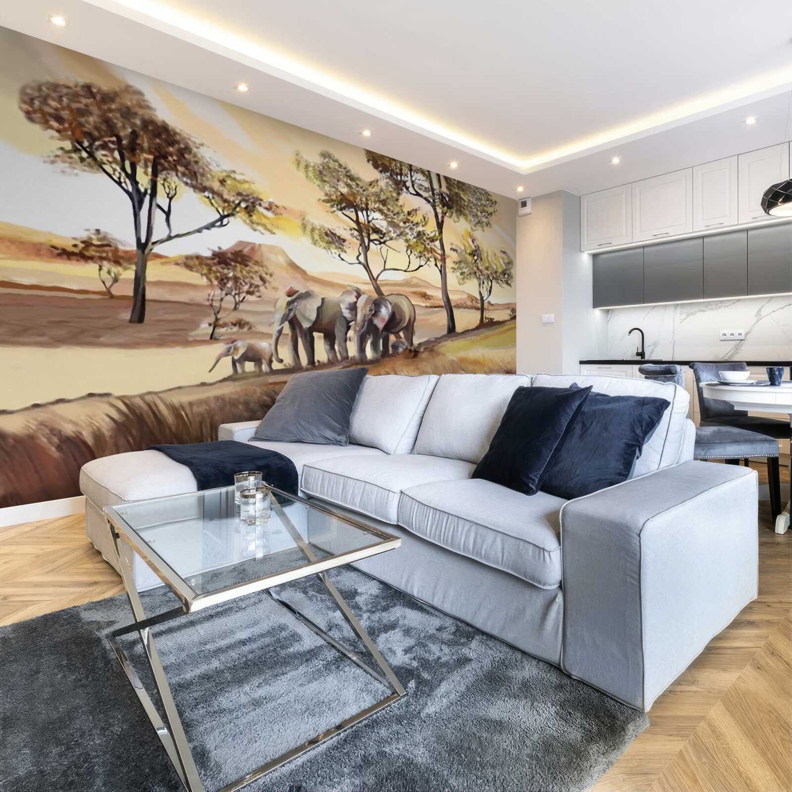 Фотошпалери сімейна подорож на слонах