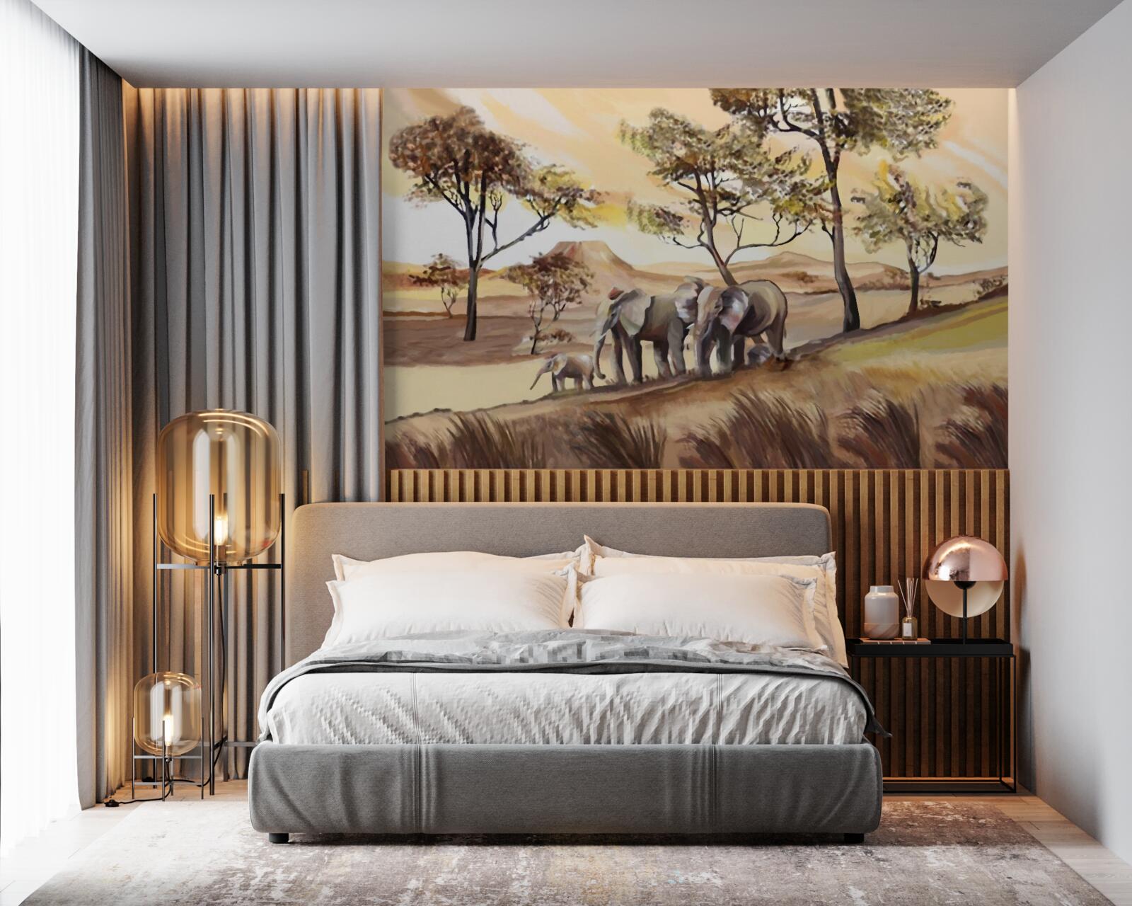 Фотошпалери сімейна подорож на слонах