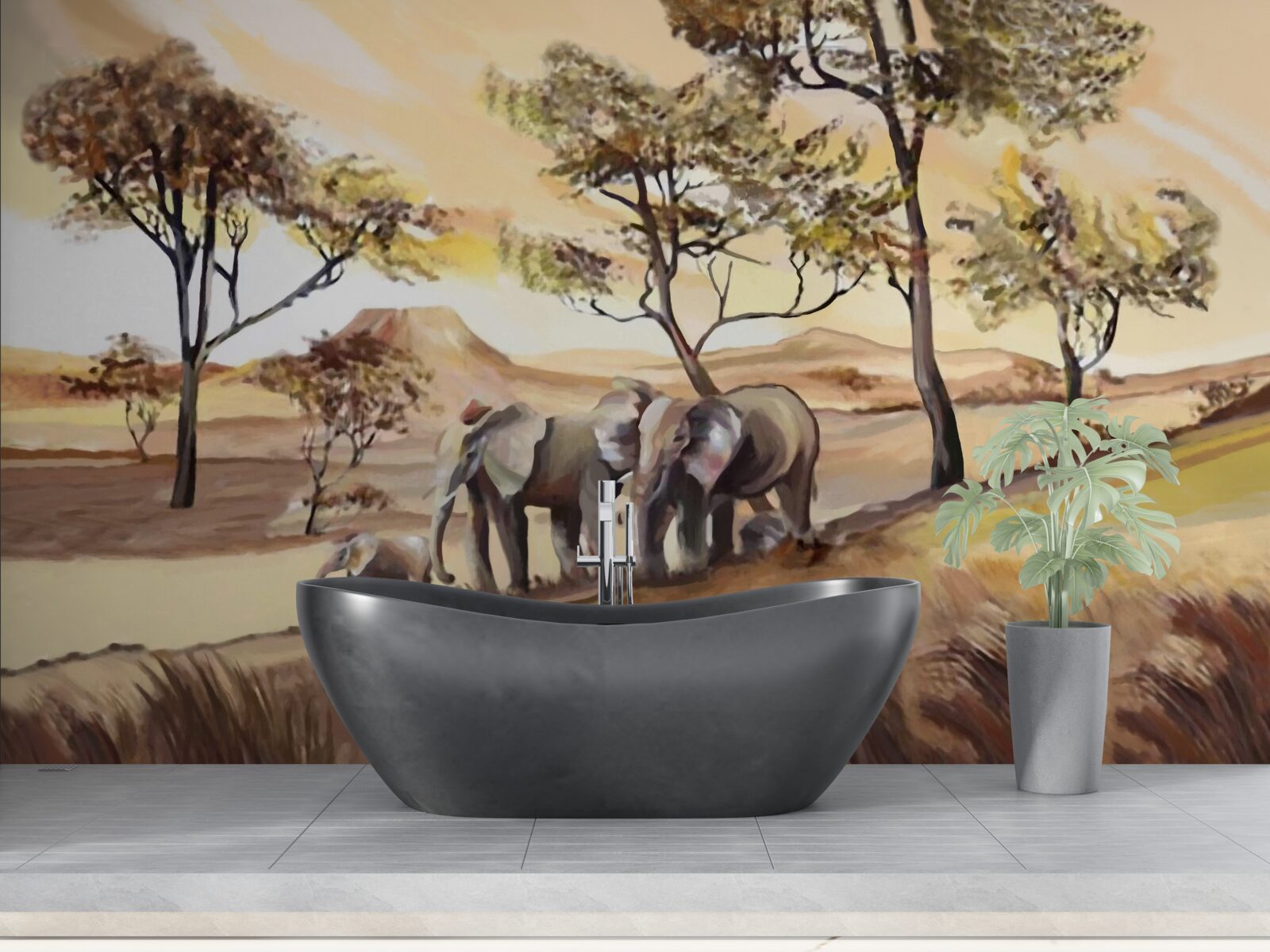 Фотошпалери сімейна подорож на слонах