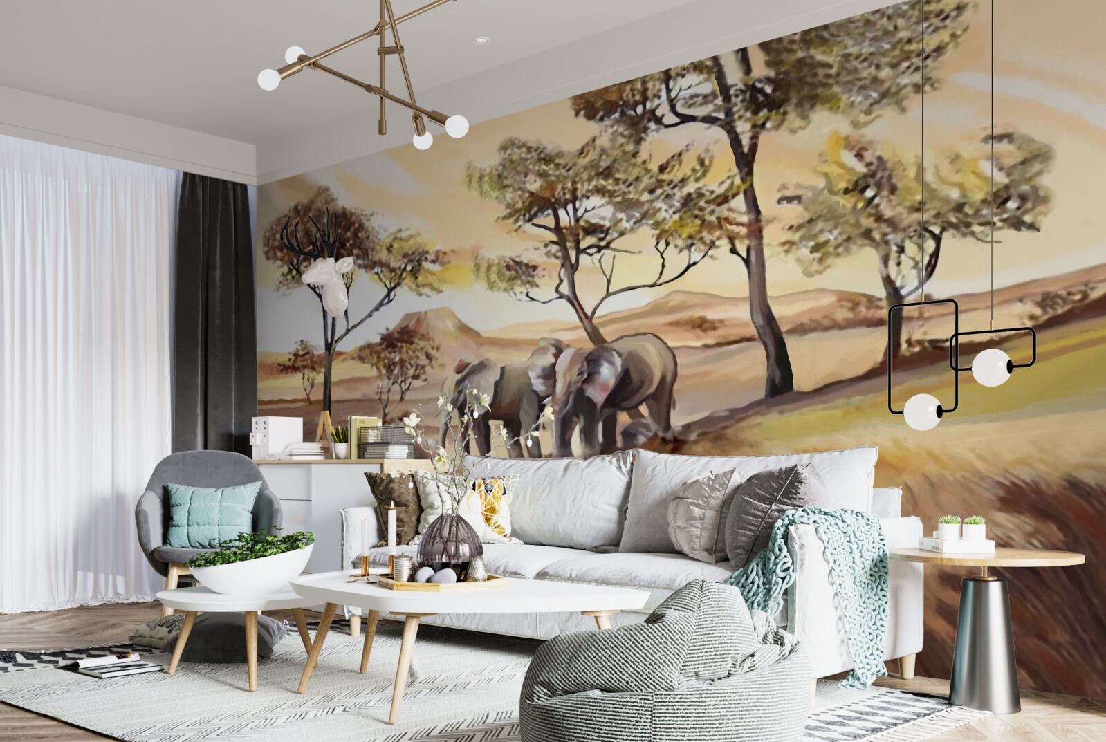 Фотошпалери сімейна подорож на слонах