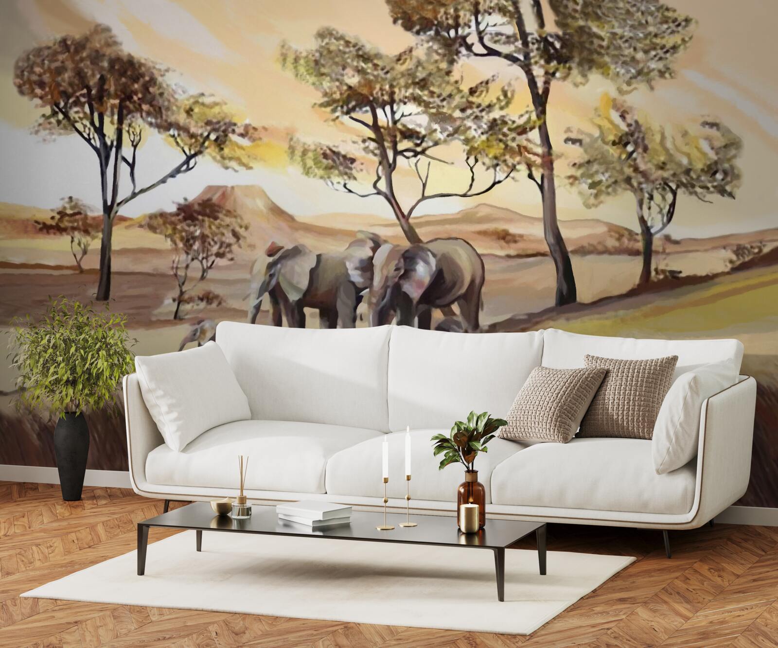 Фотошпалери сімейна подорож на слонах