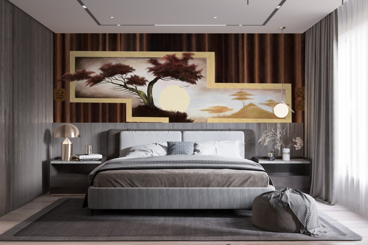 Фотошпалери схід сонця над старим бонсаєм