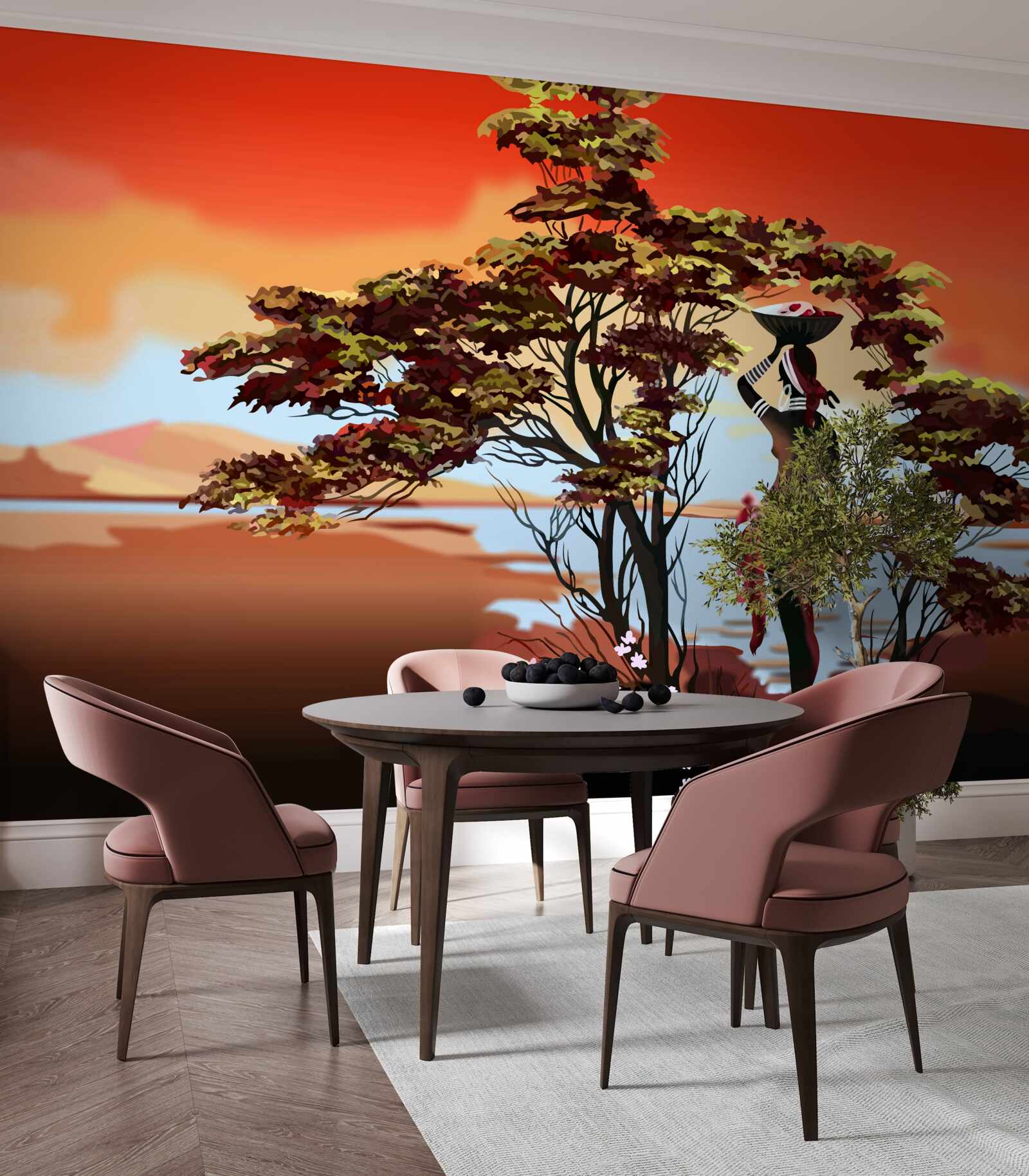 Фотошпалери жінка в оазисі в африці