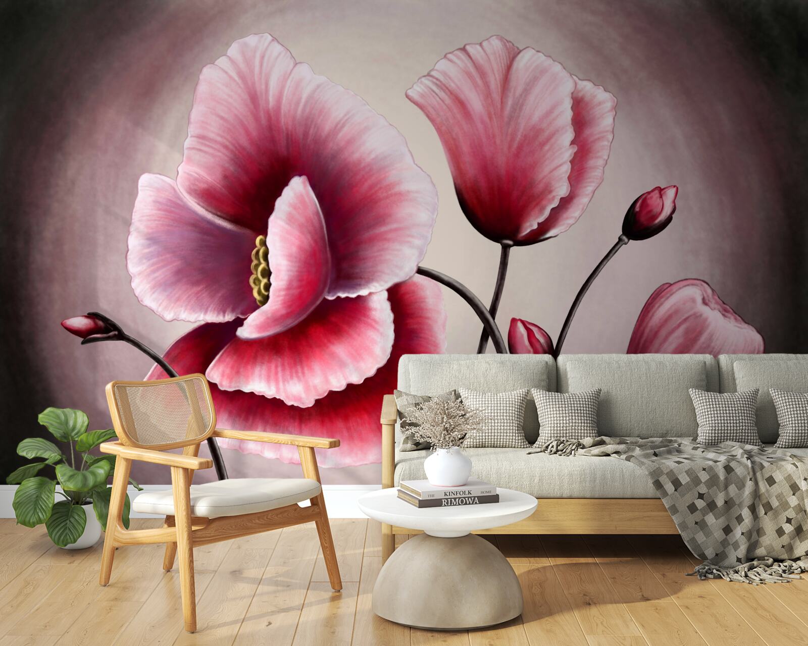 Фотошпалери мак цвіте рожевим кольором