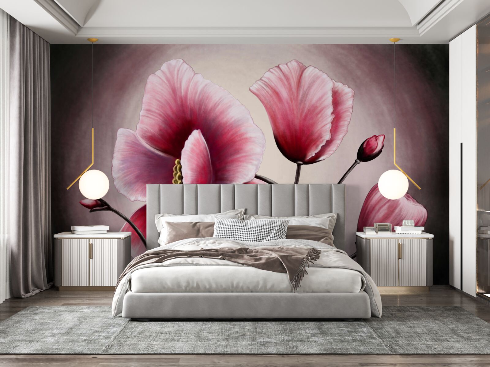 Фотошпалери мак цвіте рожевим кольором