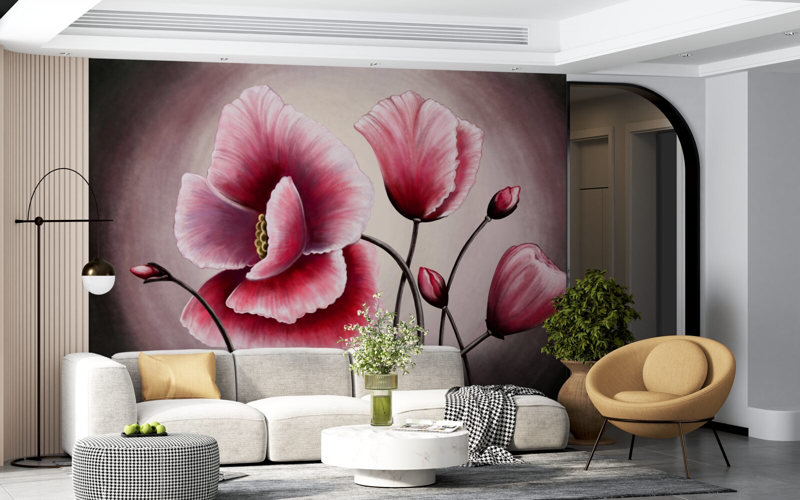 Фотошпалери мак цвіте рожевим кольором