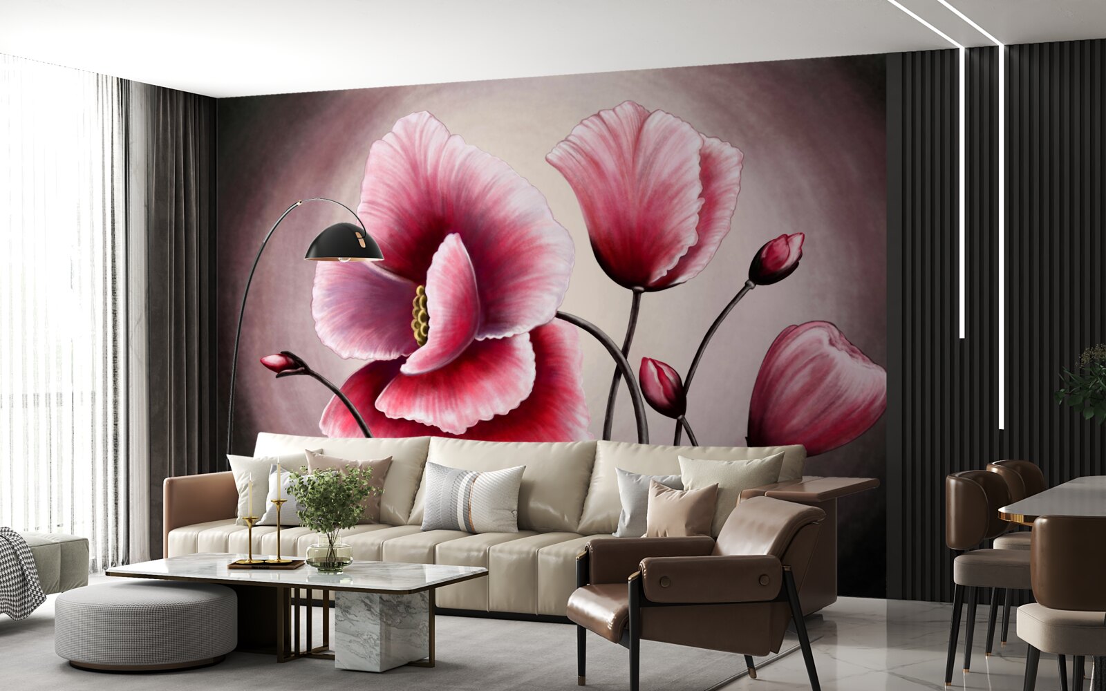 Фотошпалери мак цвіте рожевим кольором