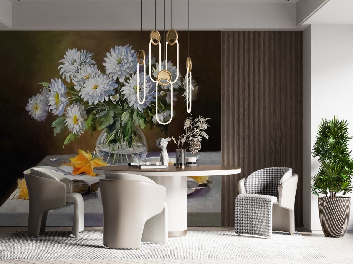 Фотошпалери кольори хризантем на столі