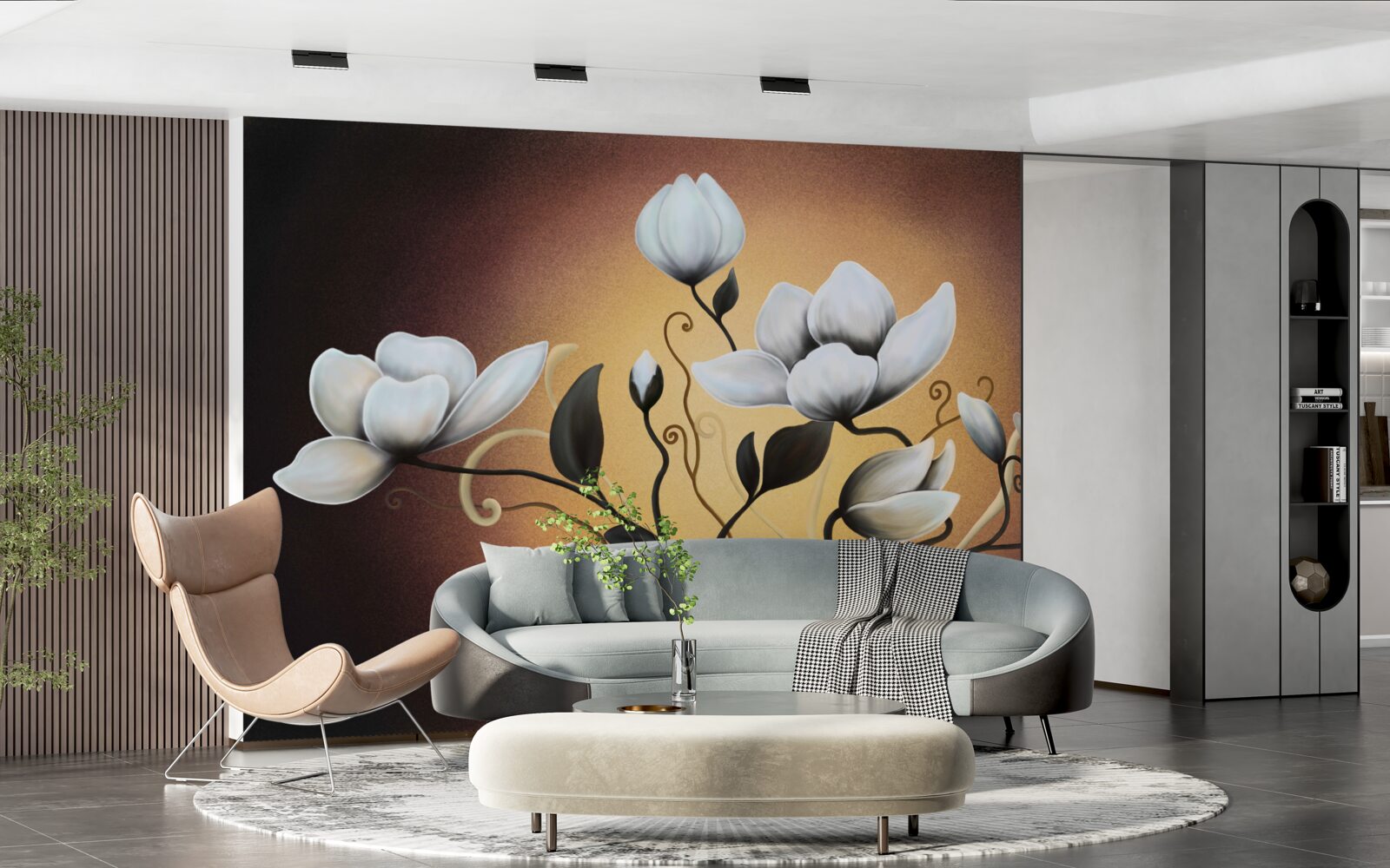 Фотошпалери букет магнолії з білуватими квітами