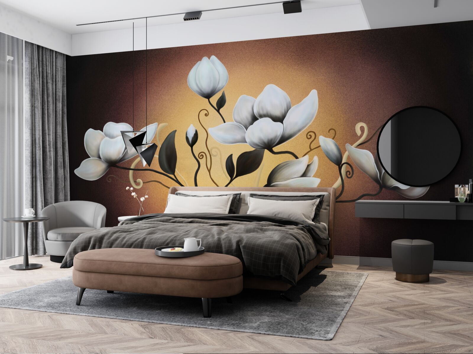 Фотошпалери букет магнолії з білуватими квітами